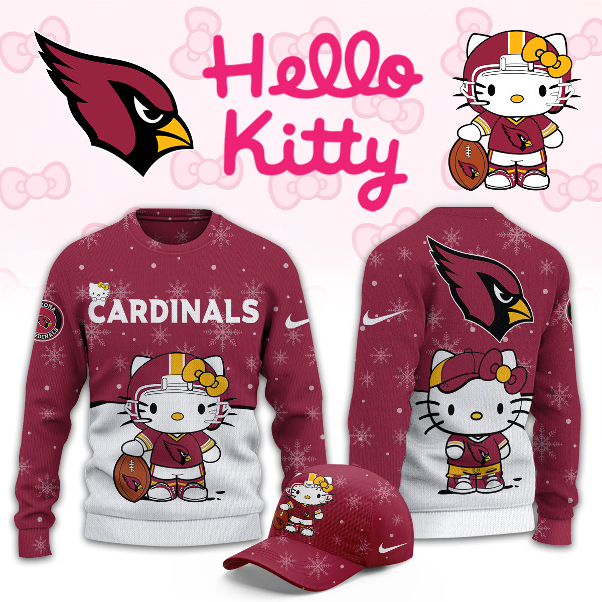 Arizona Cardinals Hello Kitty Limited Ugly Sweaters PBROLFW
