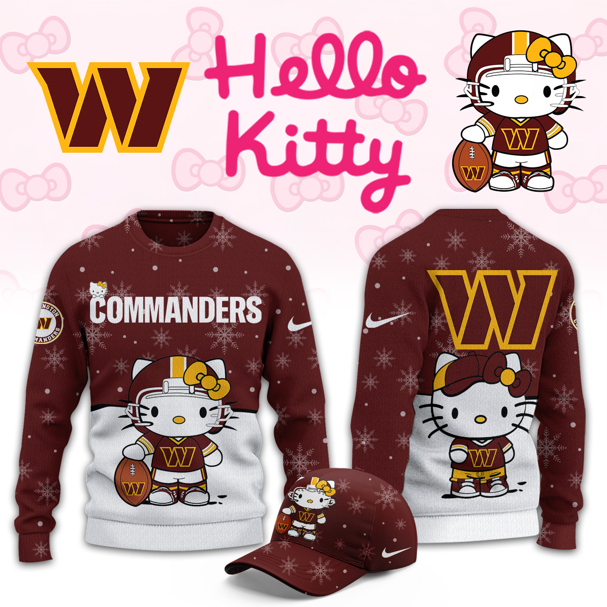 Washington Commanders Hello Kitty Limited Ugly Sweaters PBNVA0H