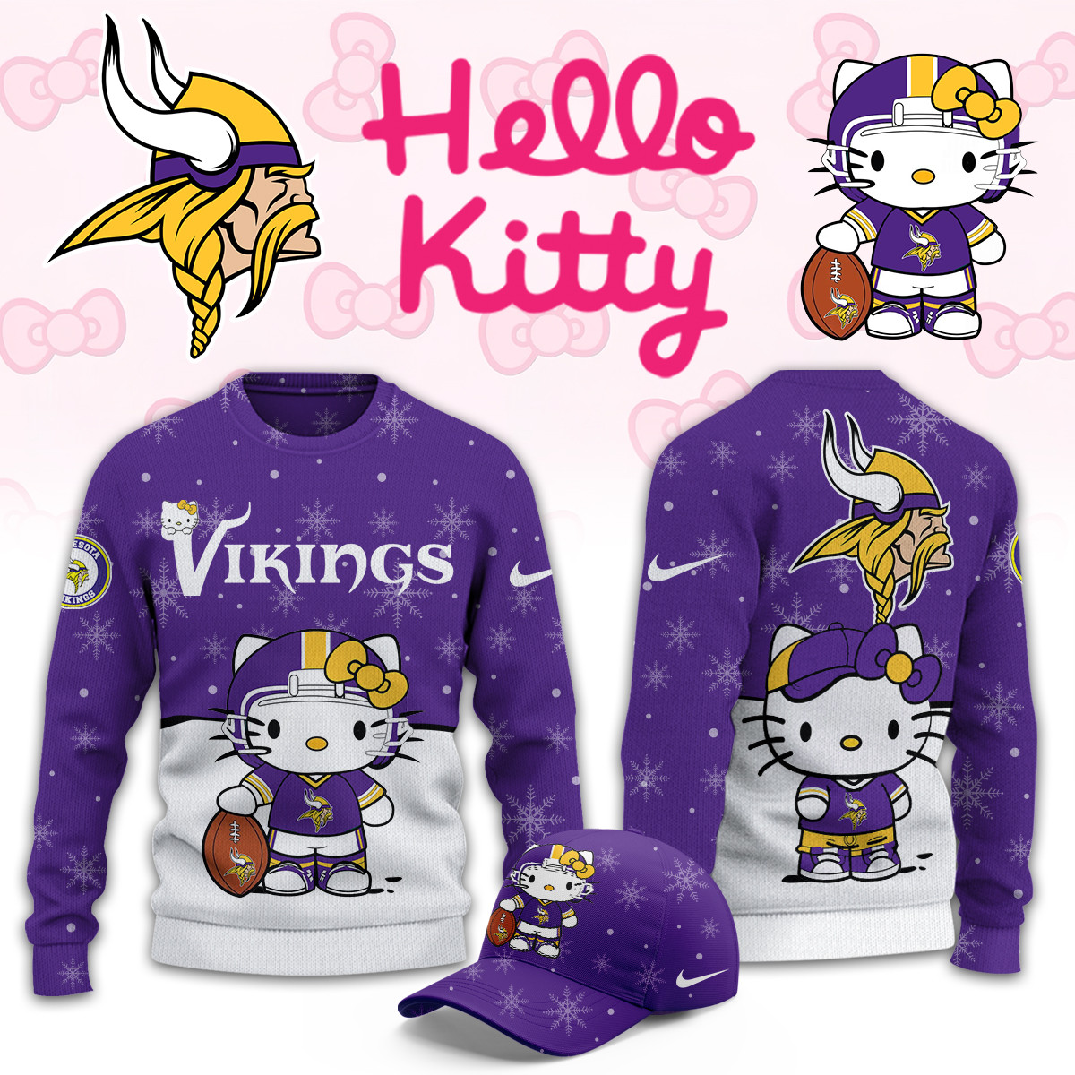 Minnesota Vikings Hello Kitty Limited Ugly Sweaters PBGBVOH