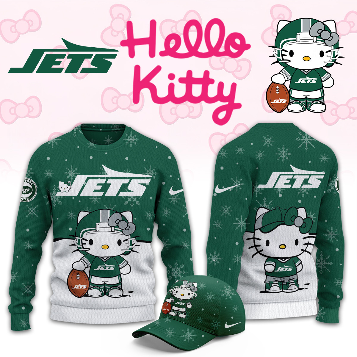 New York Jets Hello Kitty Limited Ugly Sweaters PBQT405