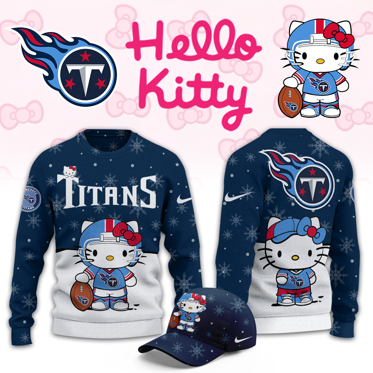 Tennessee Titans Hello Kitty Limited Ugly Sweaters PBISU2M