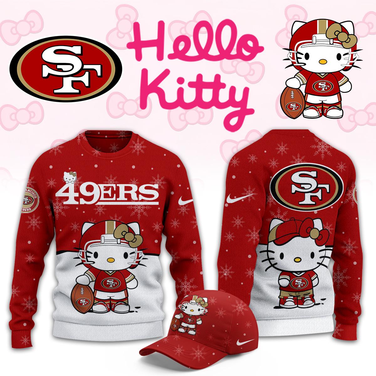 San Francisco 49ers Hello Kitty Limited Ugly Sweaters PB6ASLM