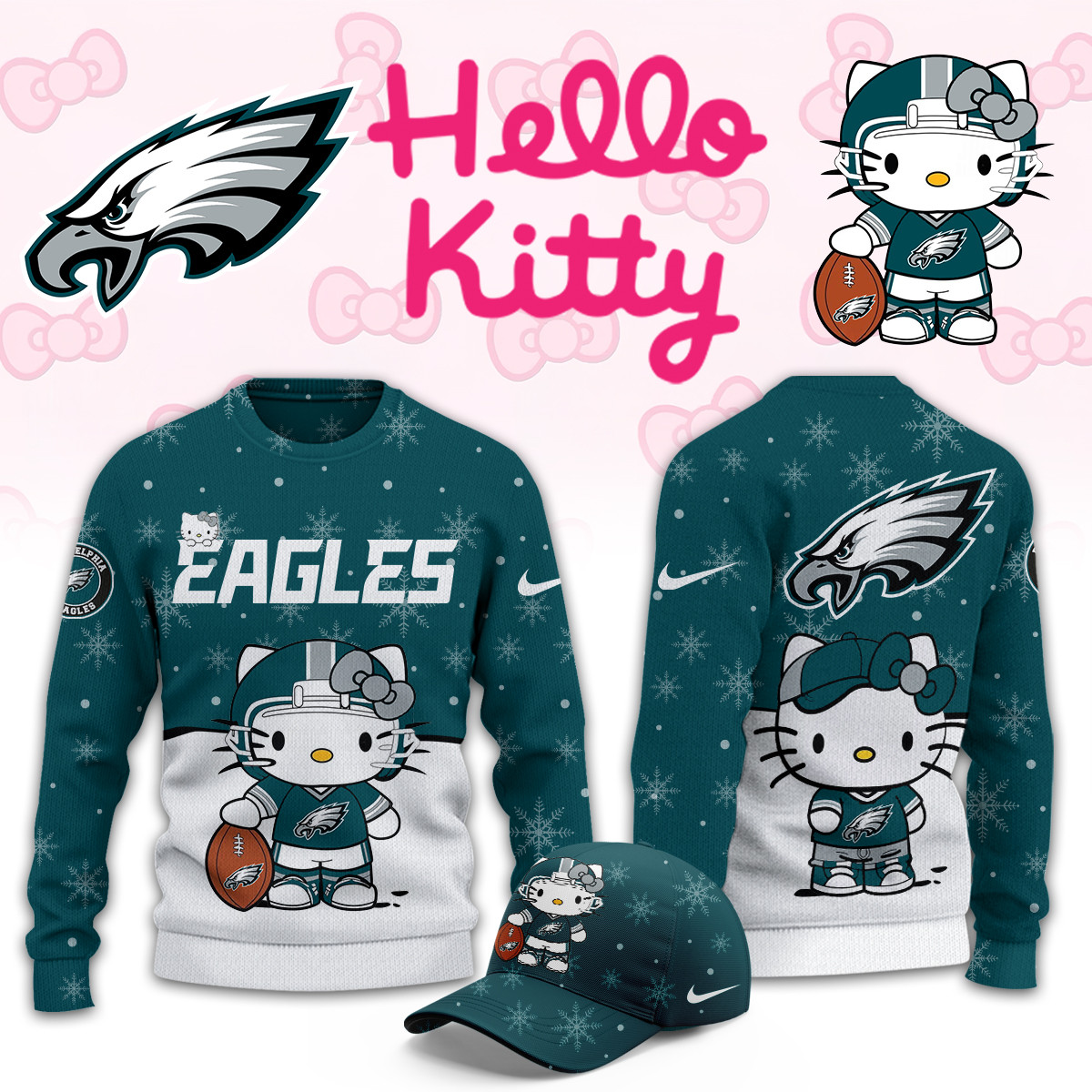 Philadelphia Eagles Hello Kitty Limited Ugly Sweaters PBYTE4J
