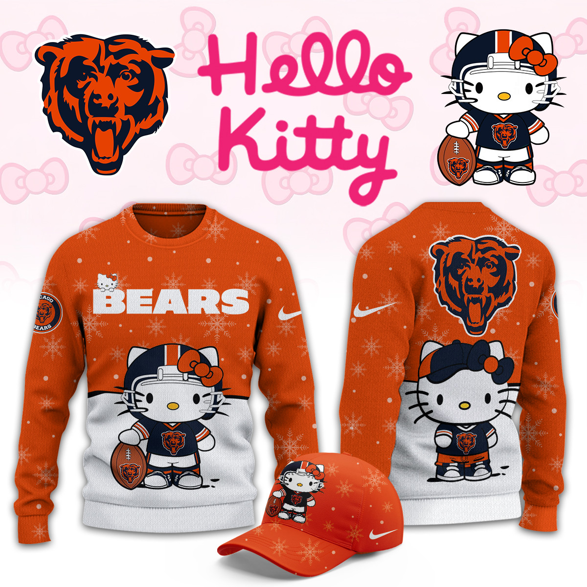 Chicago Bears Hello Kitty Limited Ugly Sweaters PB6V1GE