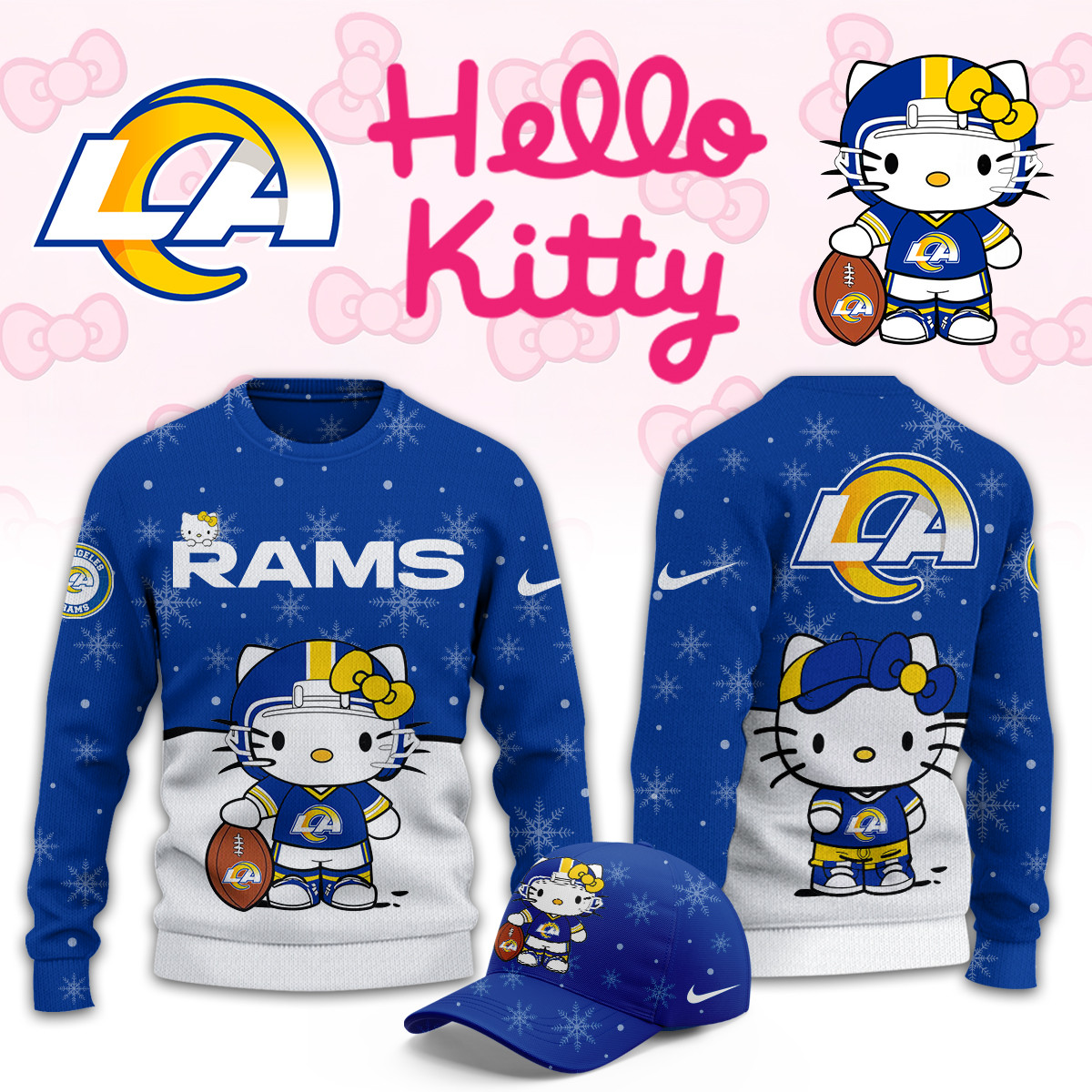 Los Angeles Rams Hello Kitty Limited Ugly Sweaters PBID76W