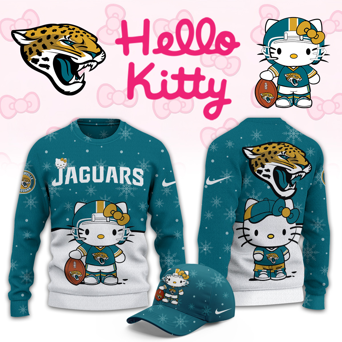 Jacksonville Jaguars Hello Kitty Limited Ugly Sweaters PBDNC31