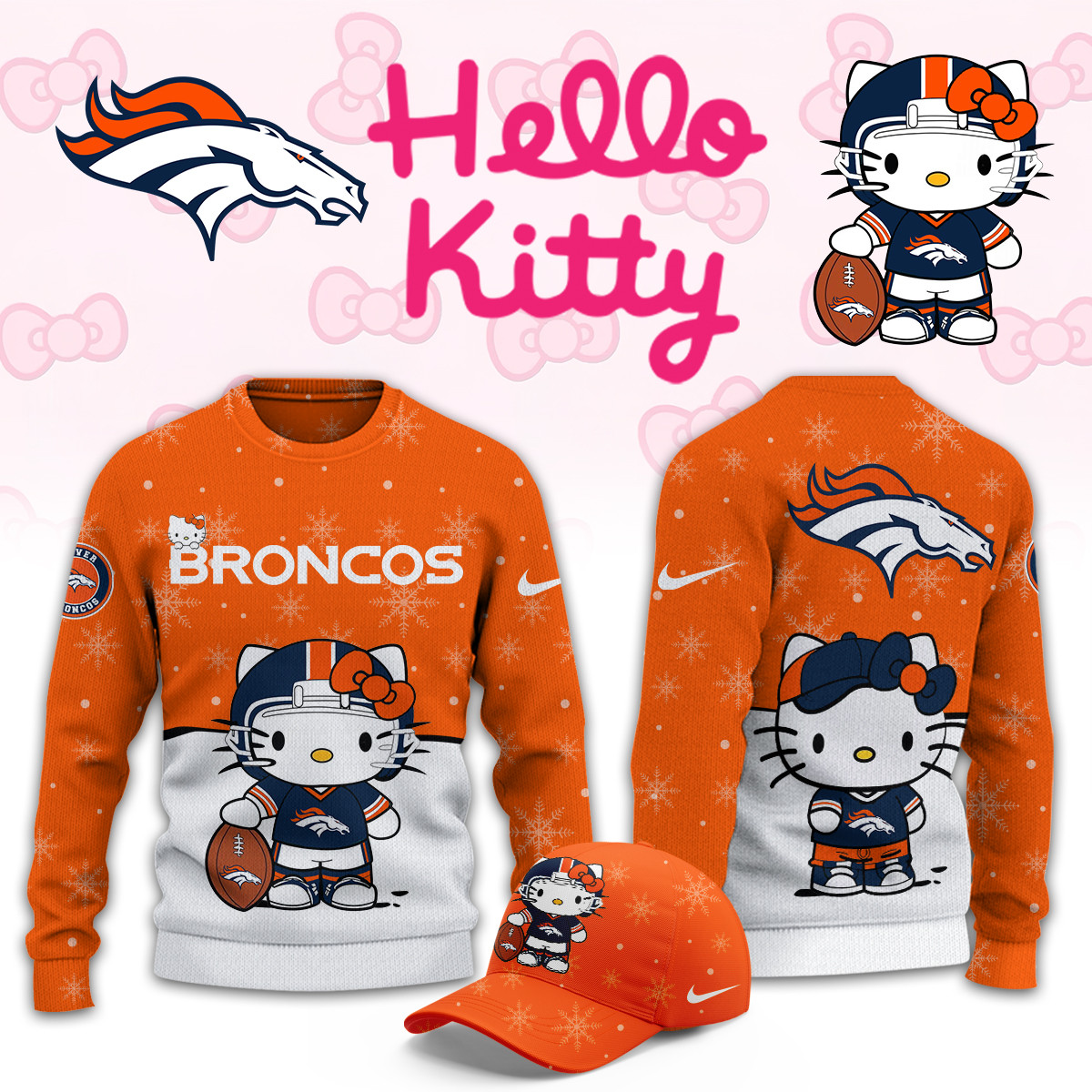 Denver Broncos Hello Kitty Limited Ugly Sweaters PB50F05