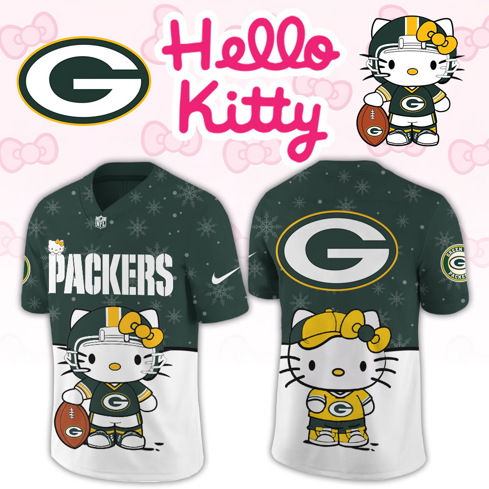 Green Bay Packers Hello Kitty Limited New Football Jersey PBWRVEO