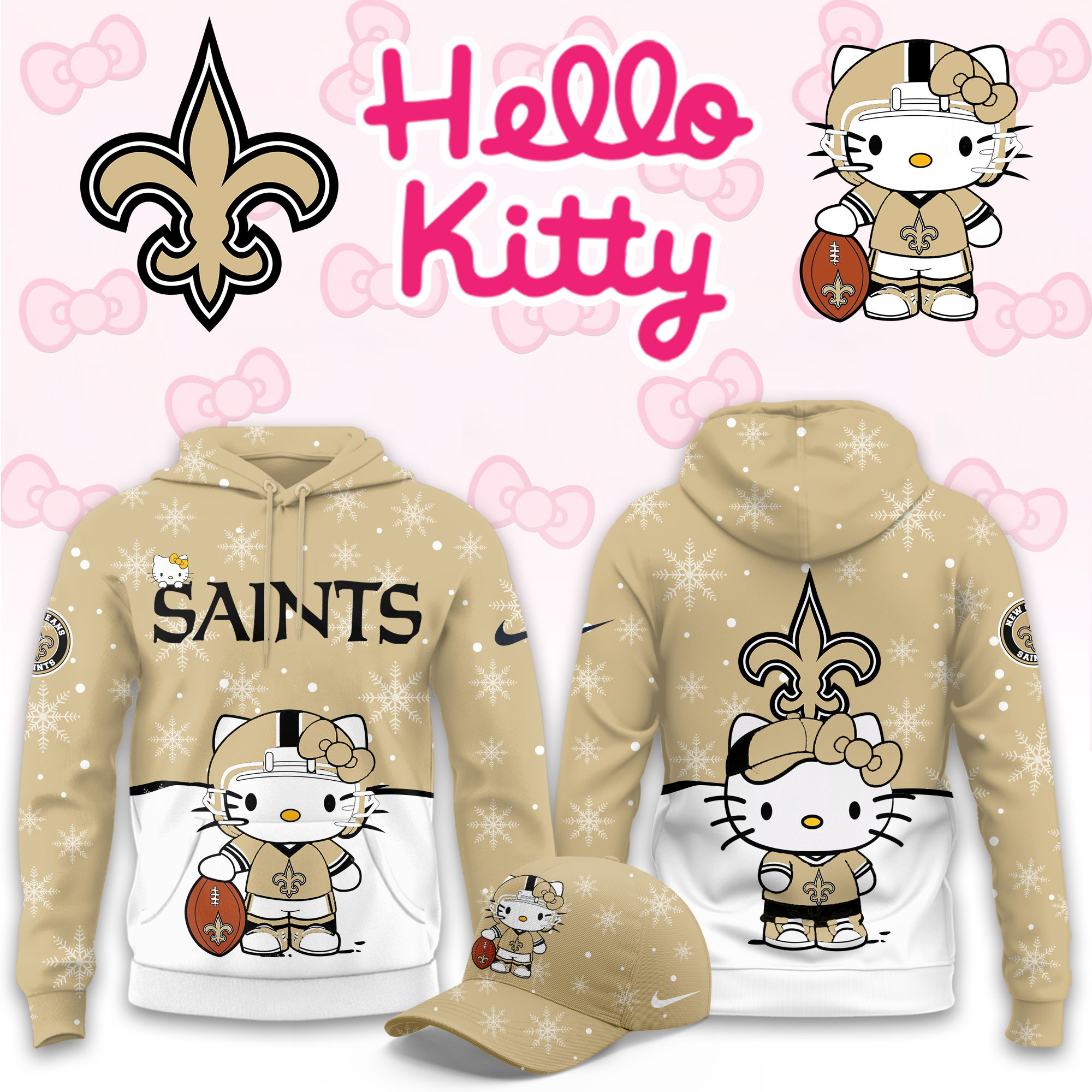 New Orleans Saints Hello Kitty Limited Hoodie PB7IQPW