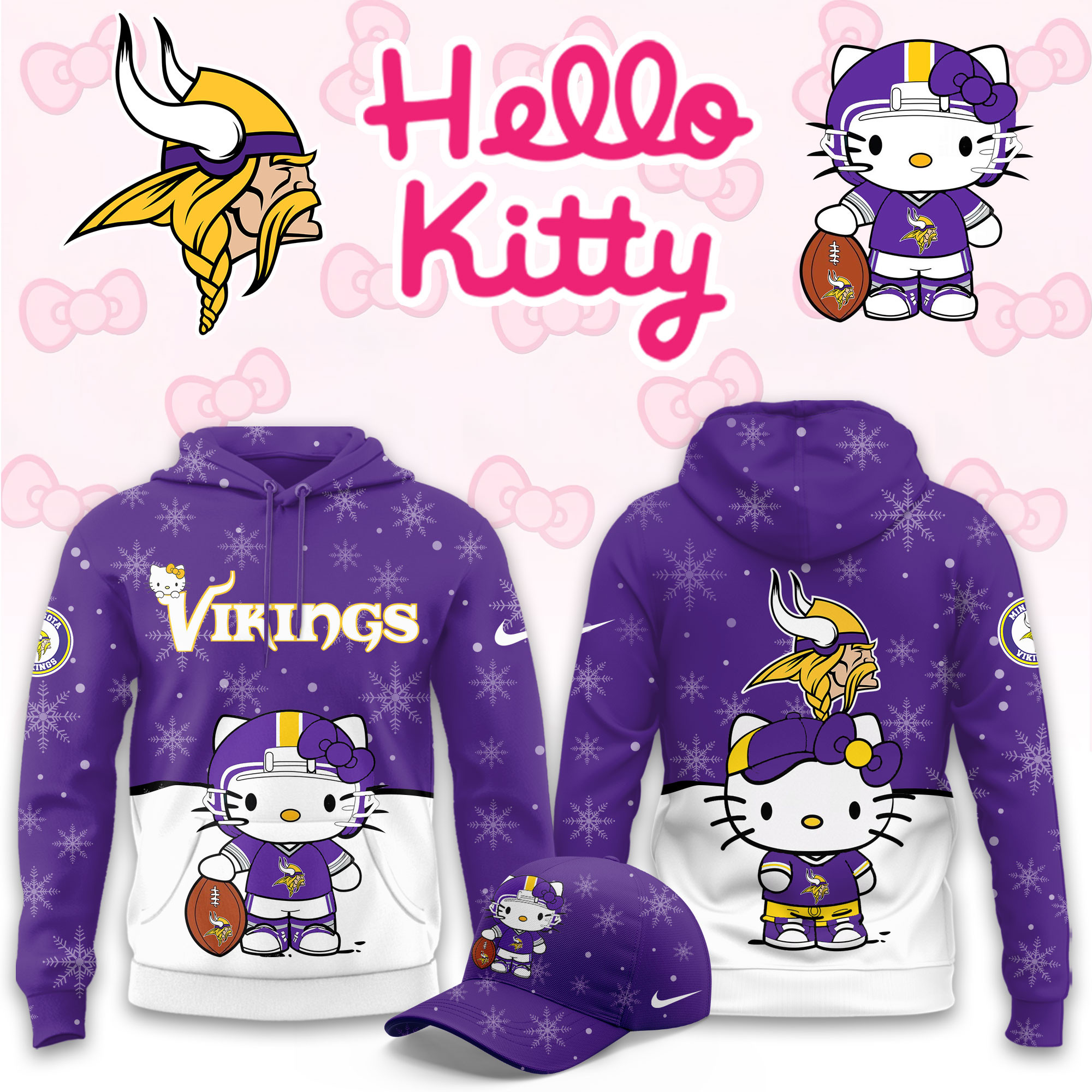 Minnesota Vikings Hello Kitty Limited Hoodie PBNUDFX