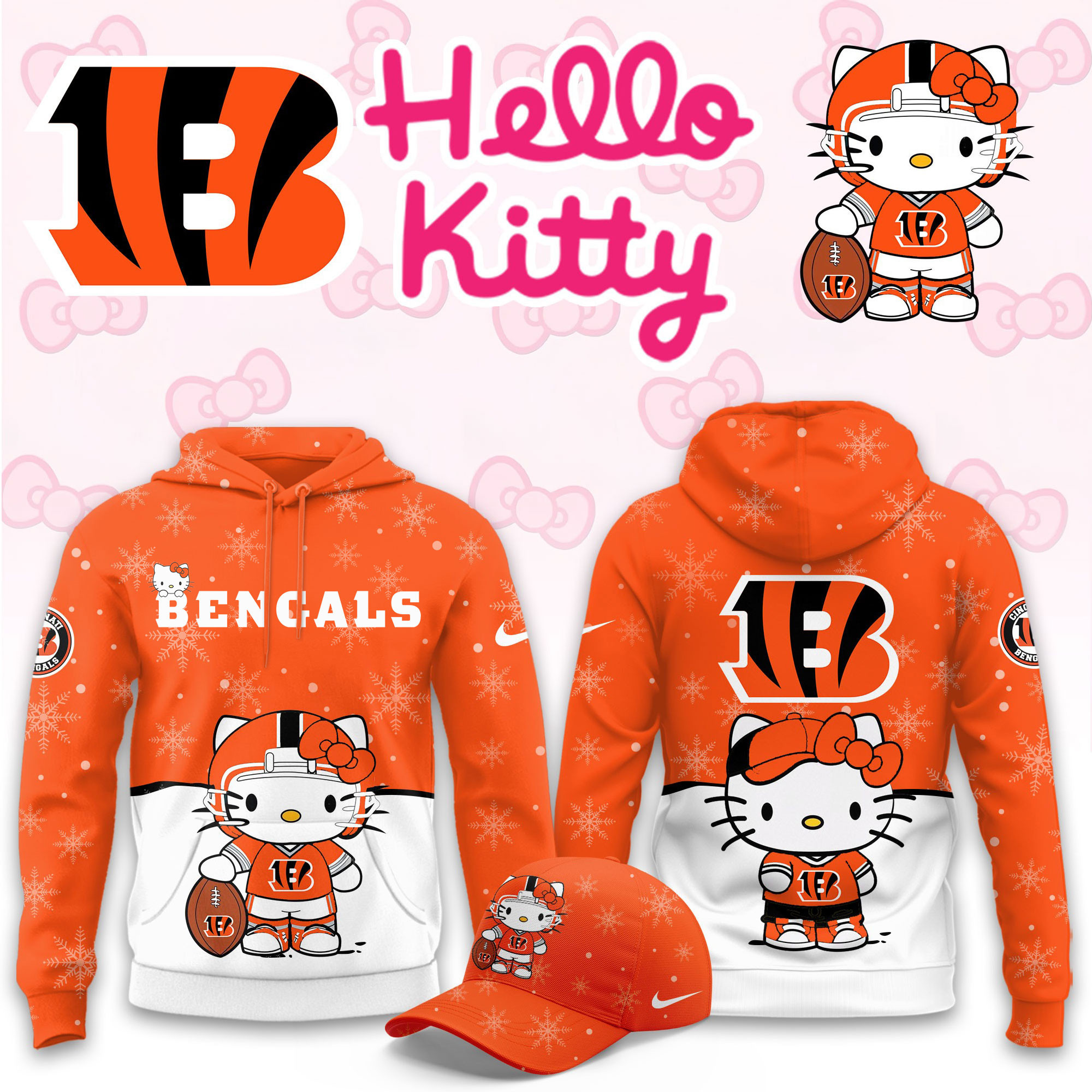 Cincinnati Bengals Hello Kitty Limited Hoodie PBWDLN9