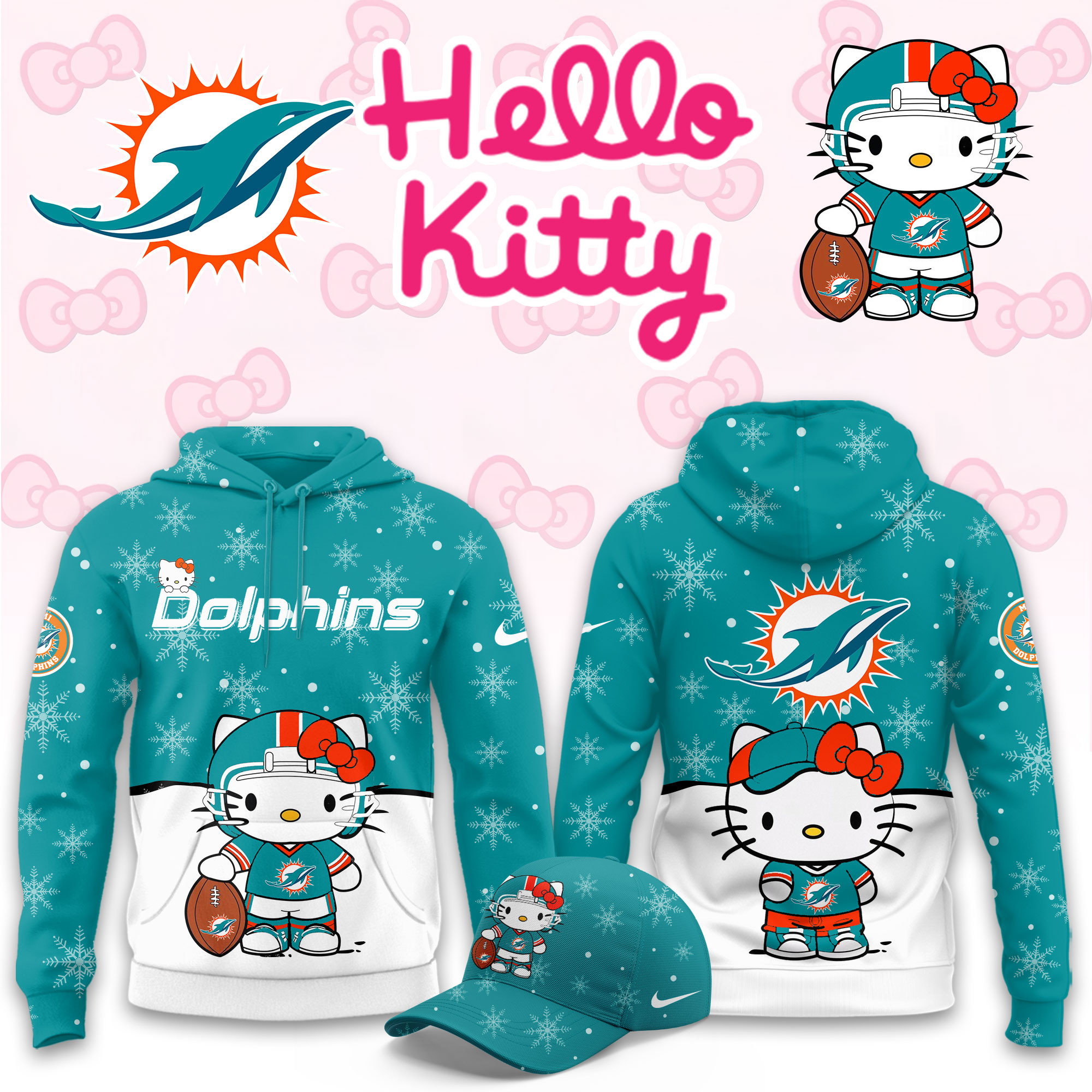 Miami Dolphins Hello Kitty Limited Hoodie PBPLBPI