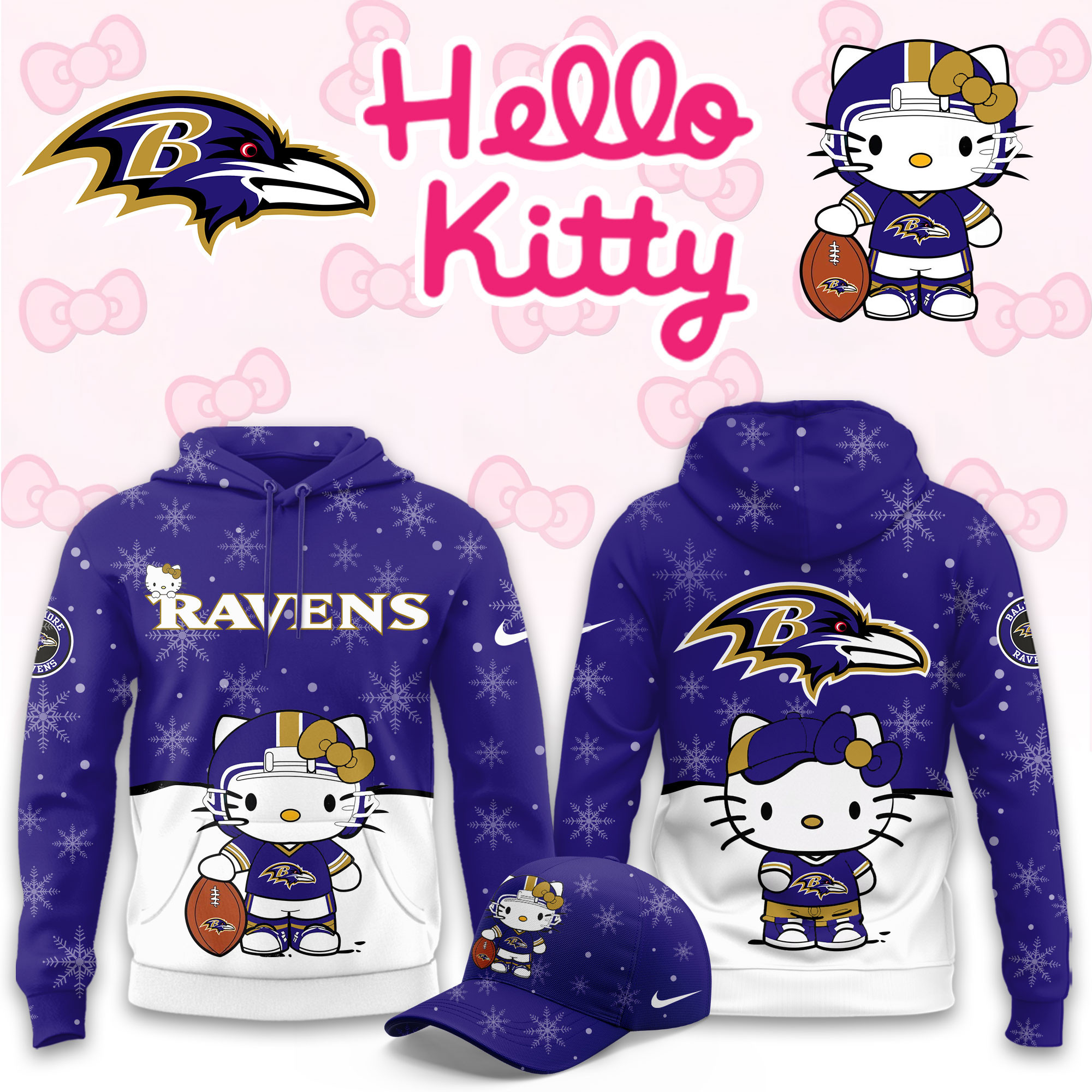 Baltimore Ravens Hello Kitty Limited Hoodie PBOB1TH