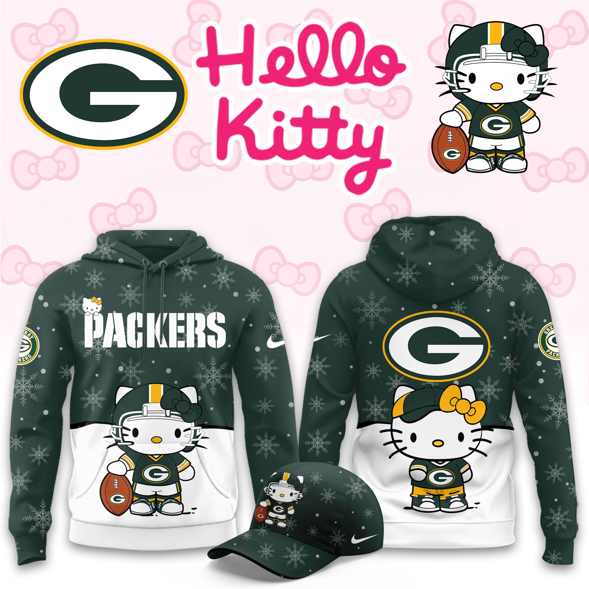 Green Bay Packers Hello Kitty Limited Hoodie PB951DF