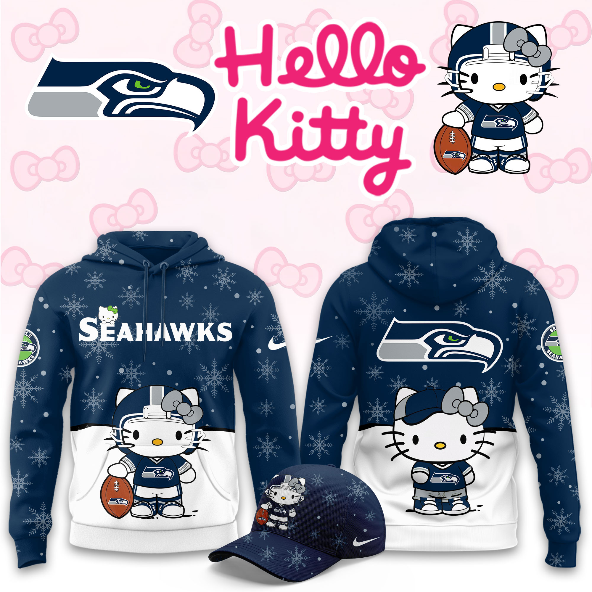 Seattle Seahawks Hello Kitty Limited Hoodie PBMUCNK