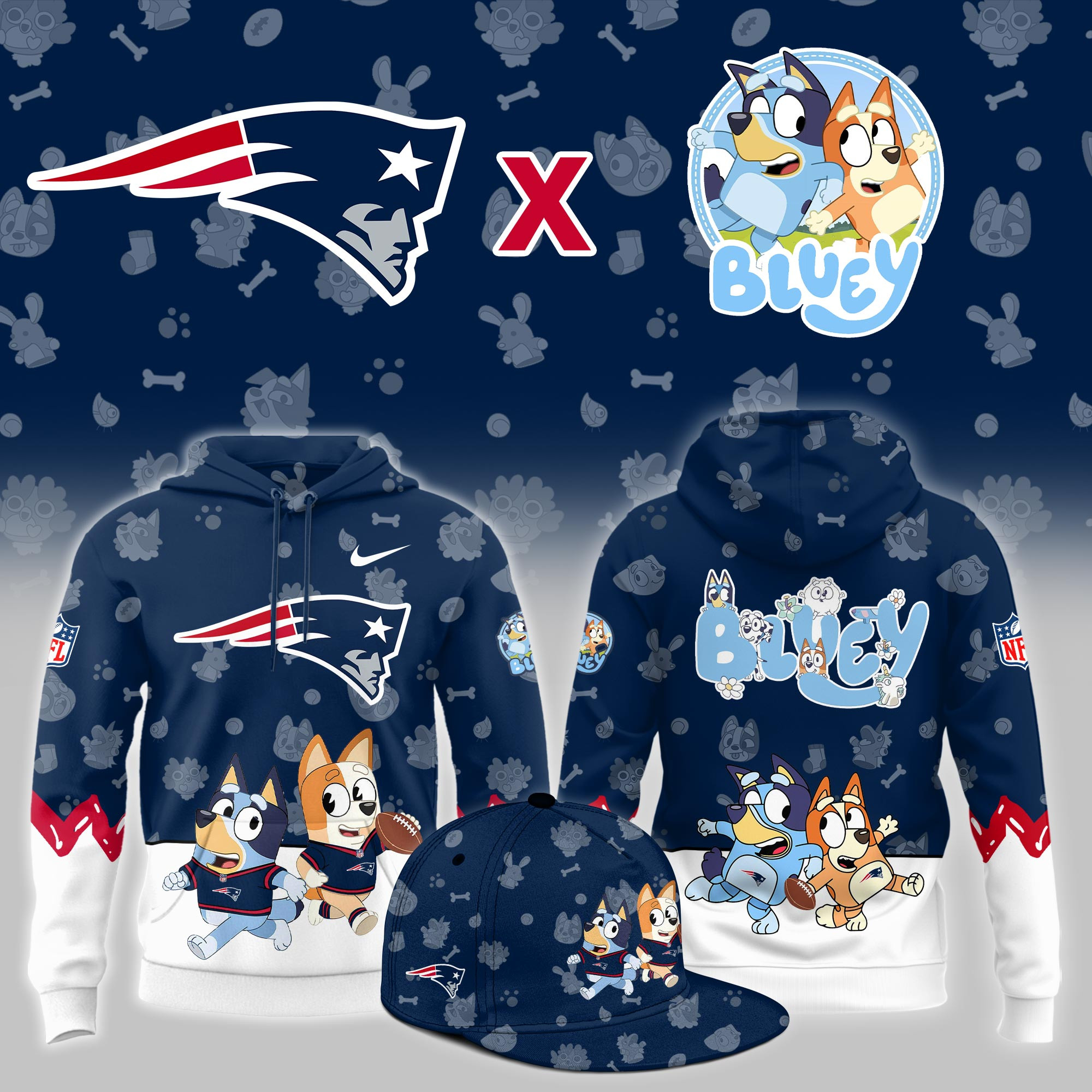 New England Patriots x Bluey Night Game Limited Hoodie PB4O3TK