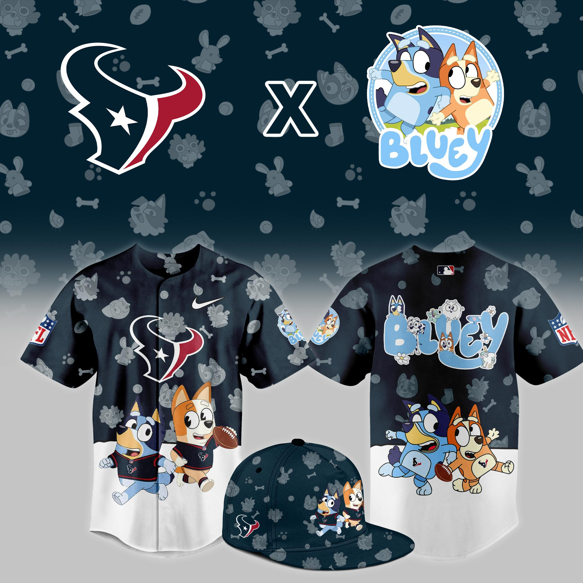 Houston Texans Bluey Night Game Limited Jersey PB7NWWG