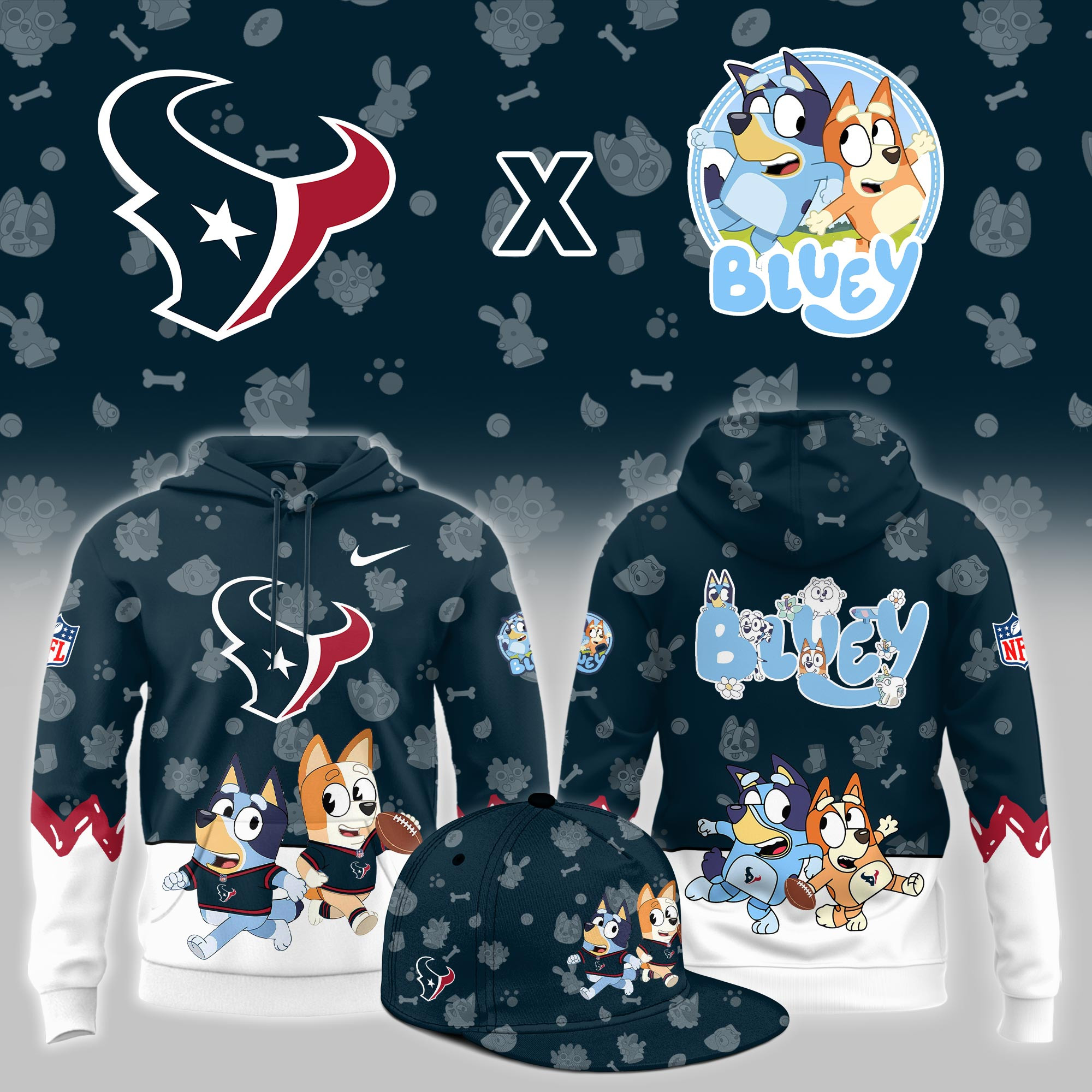 Houston Texans Bluey Night Game Limited Hoodie PBGQQE1