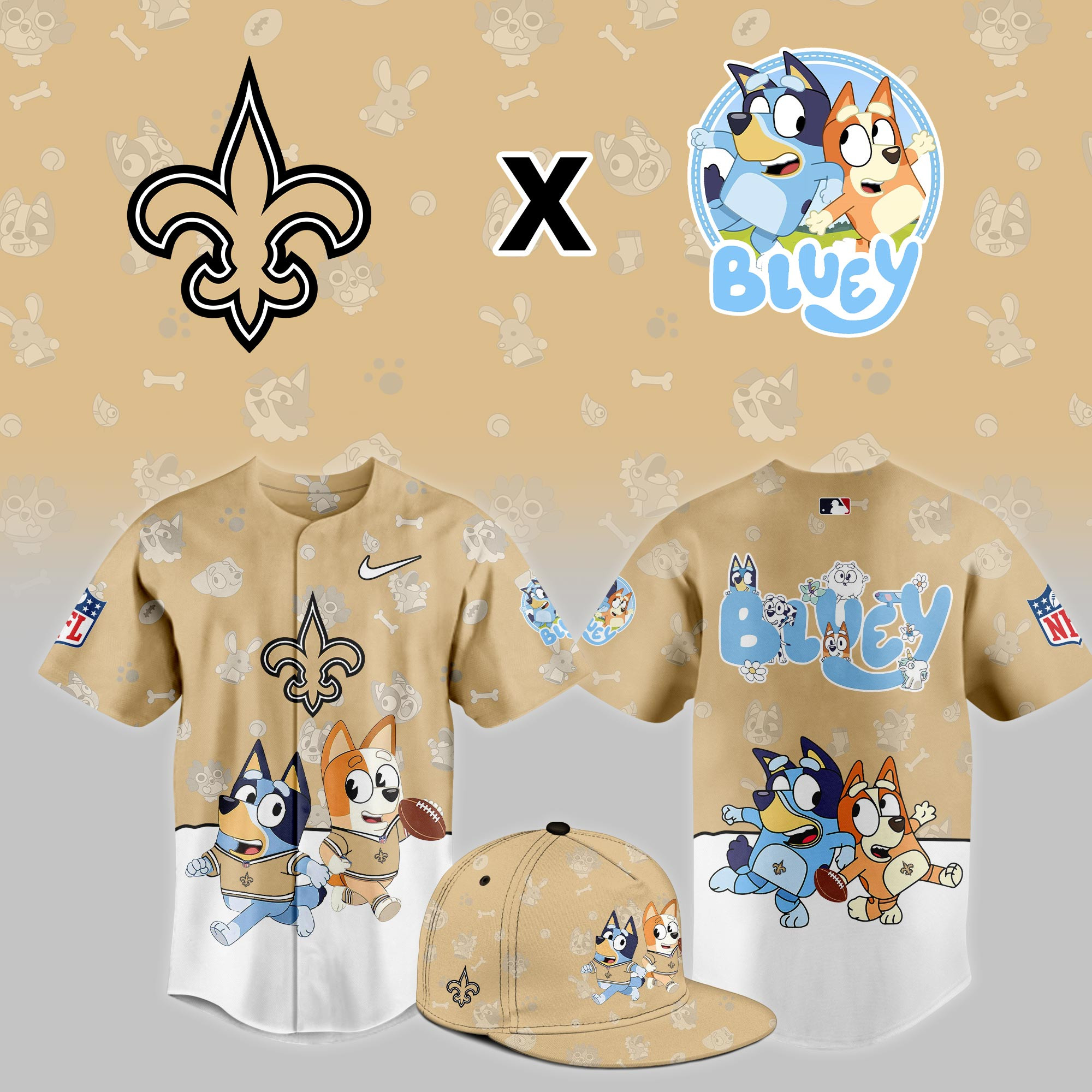 New Orleans Saints x Bluey Night Limited Jersey PBDI3LS