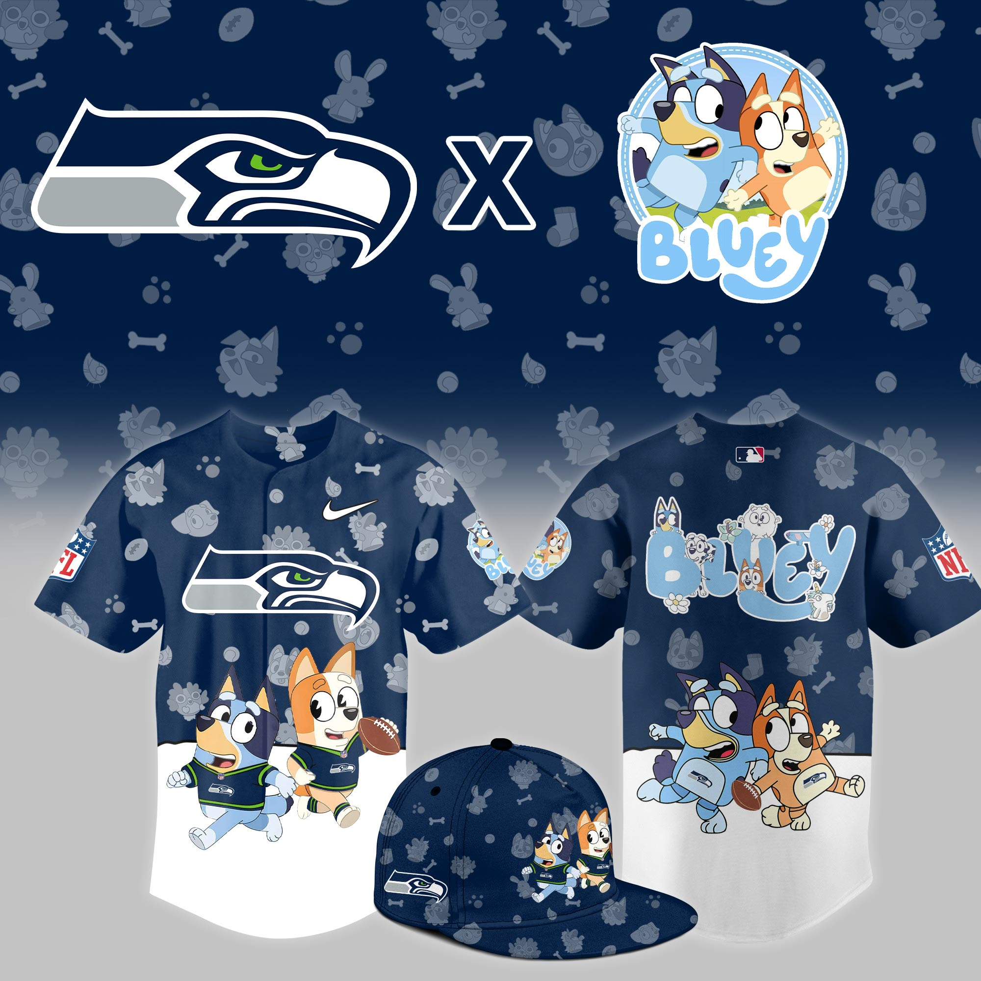 Seattle Seahawks x Bluey Night Limited Jersey PBPHDWV