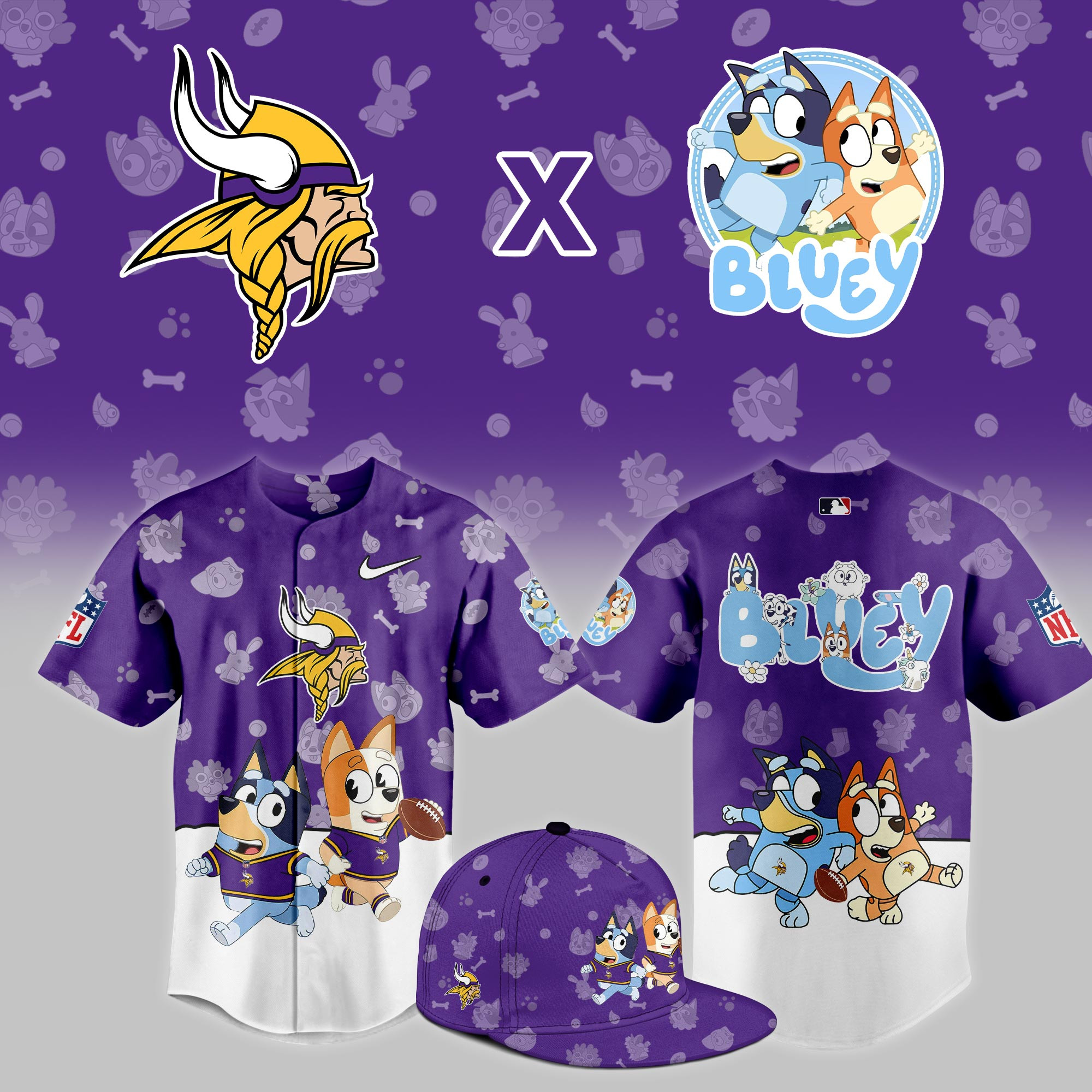Minnesota Vikings x Bluey Night Limited Jersey PB4QRF8