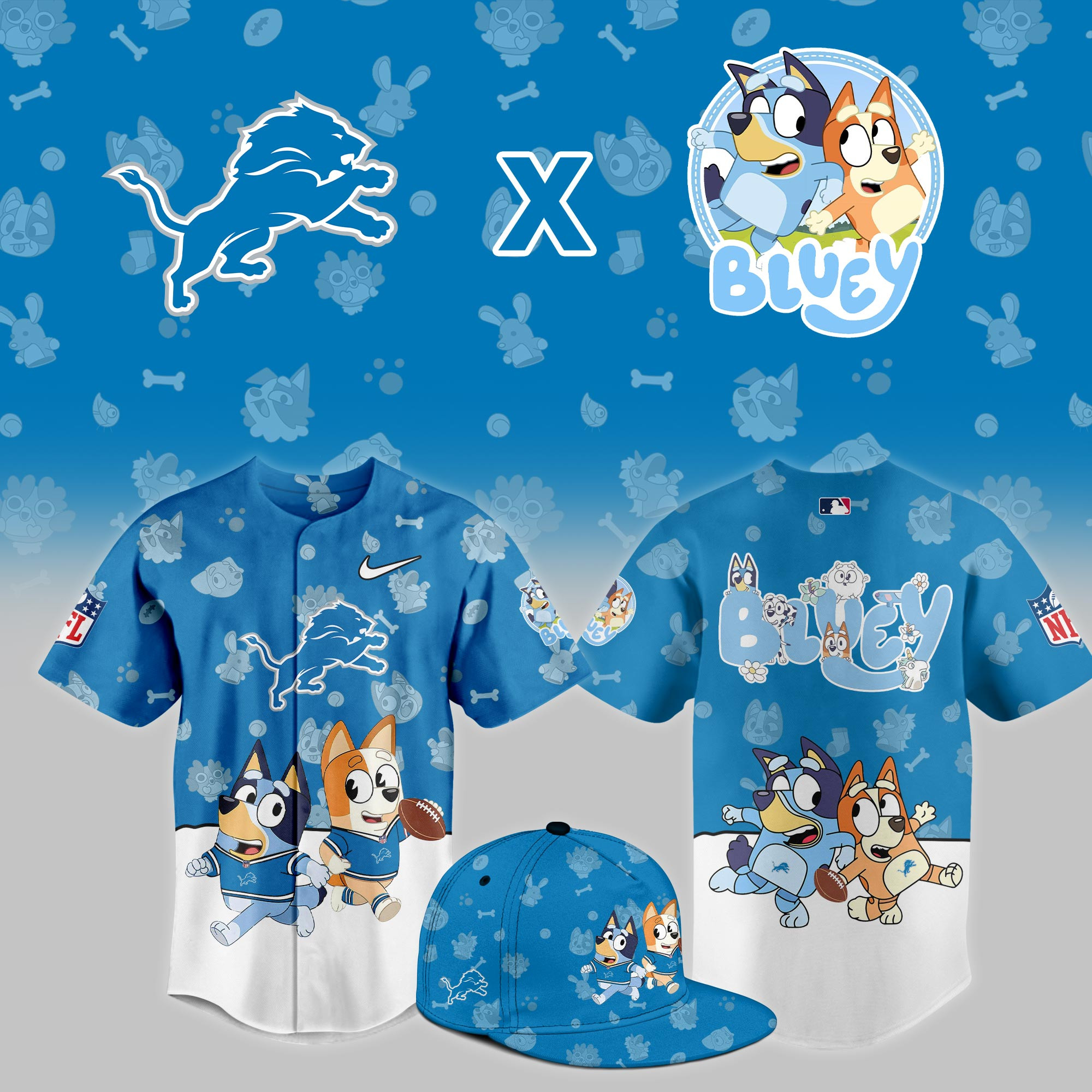 Detroit Lions x Bluey Night Limited Jersey PB6D7U0