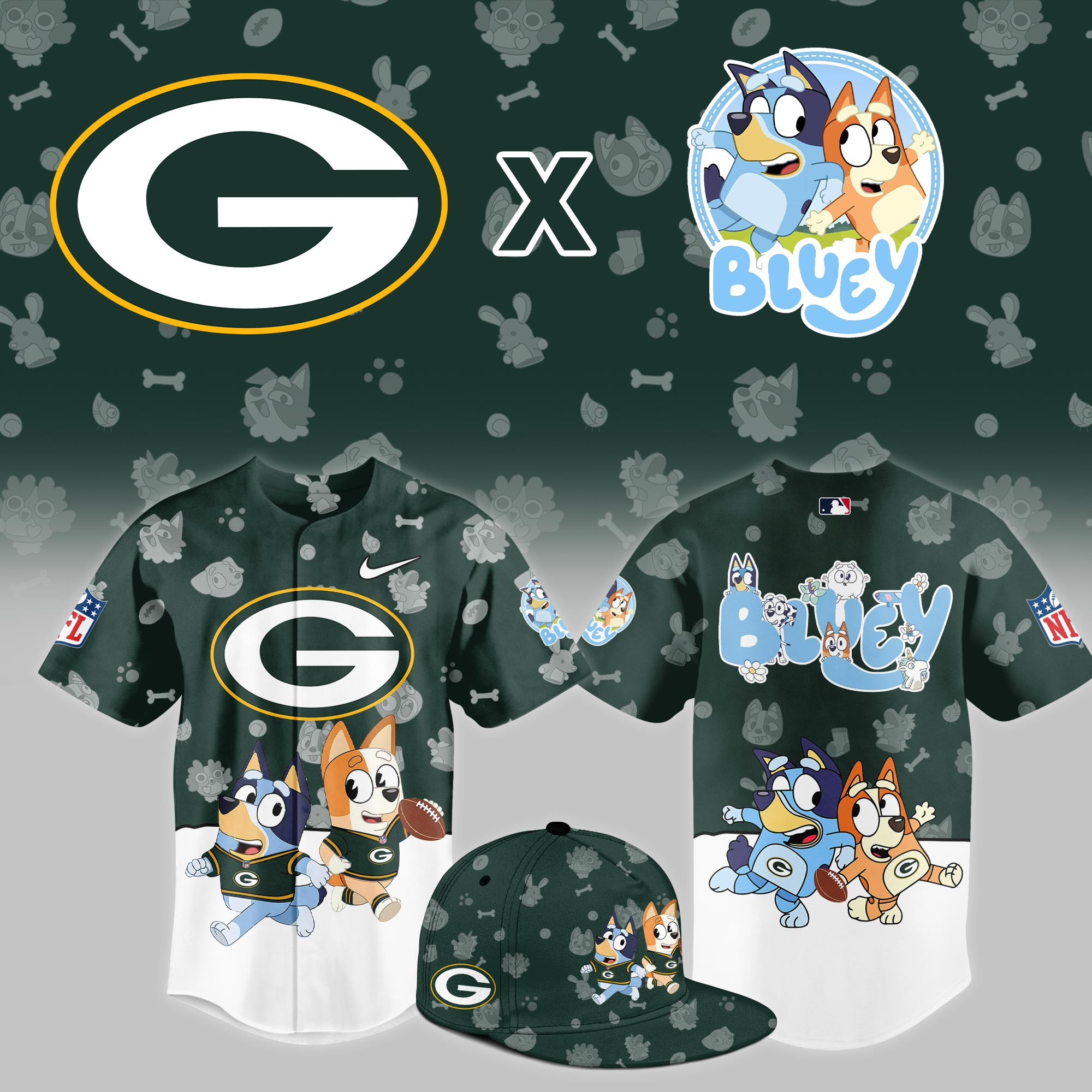 Green Bay Packers x Bluey Night Limited Jersey PB6P0IO