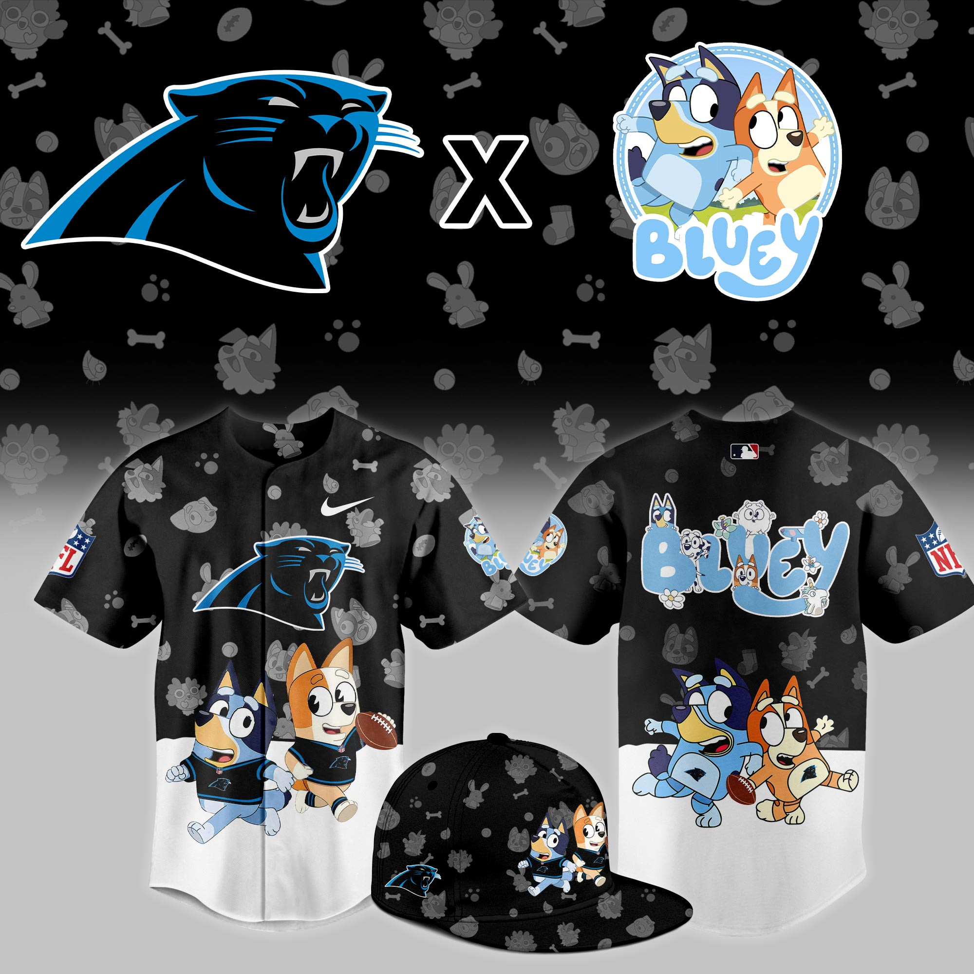 Carolina Panthers x Bluey Night Limited Jersey PB89P9X