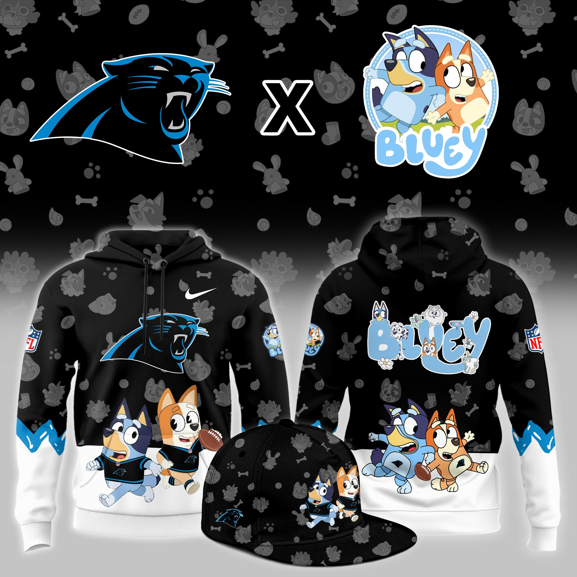 Carolina Panthers x Bluey Night Limited Hoodie PBMULMY