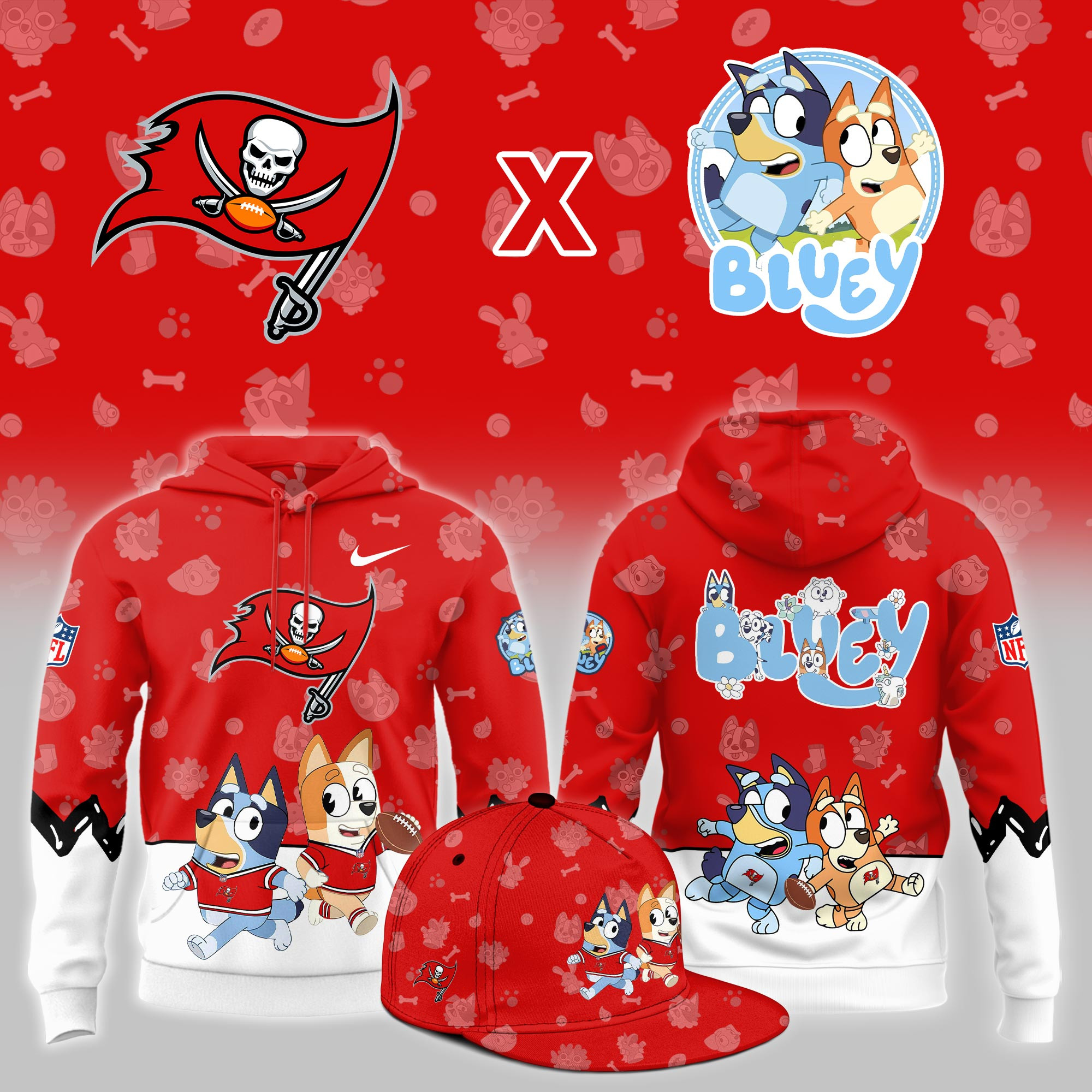 Tampa Bay Buccaneers x Bluey Night Limited Hoodie PBKO87Z