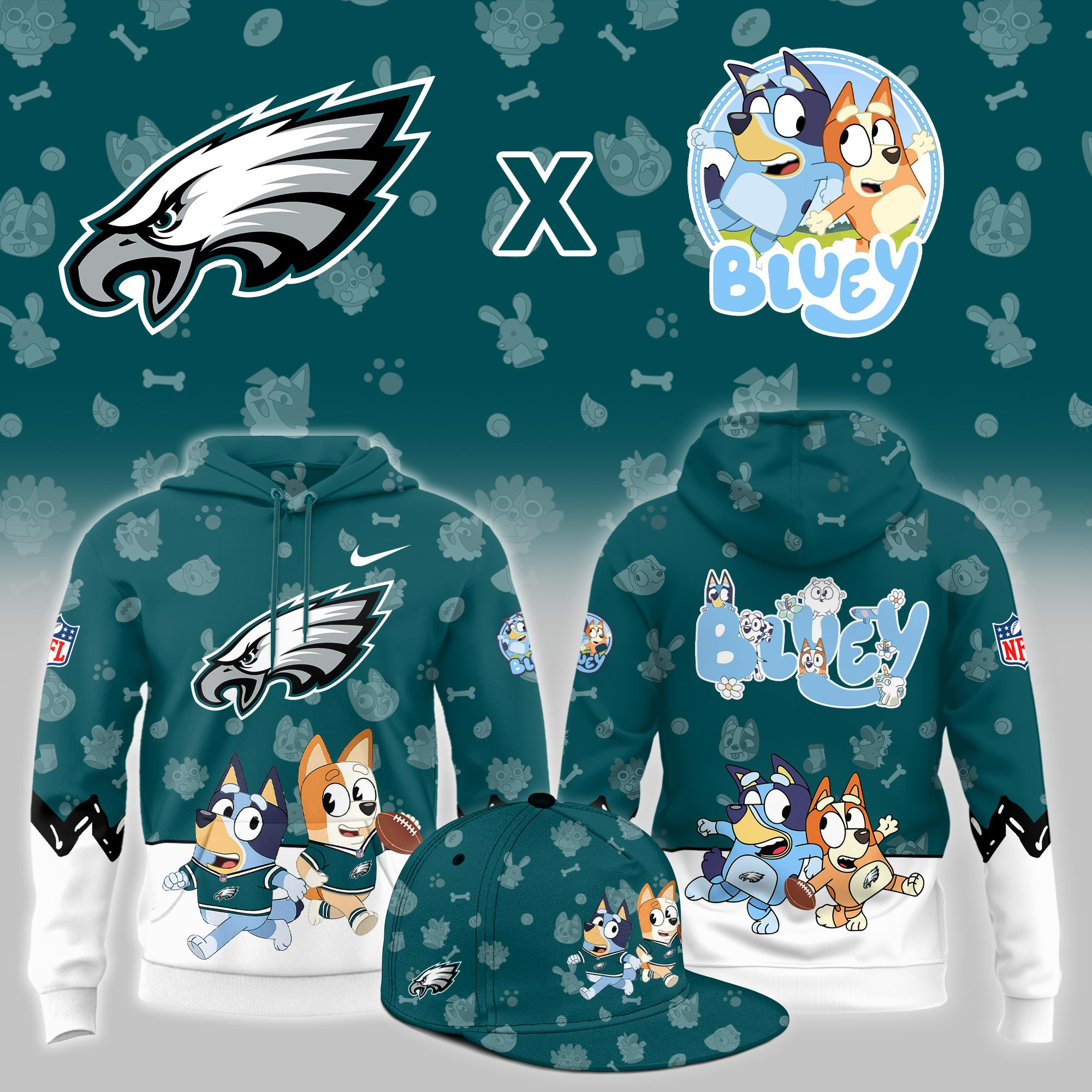 Philadelphia Eagles x Bluey Night Limited Hoodie PBZX4V3