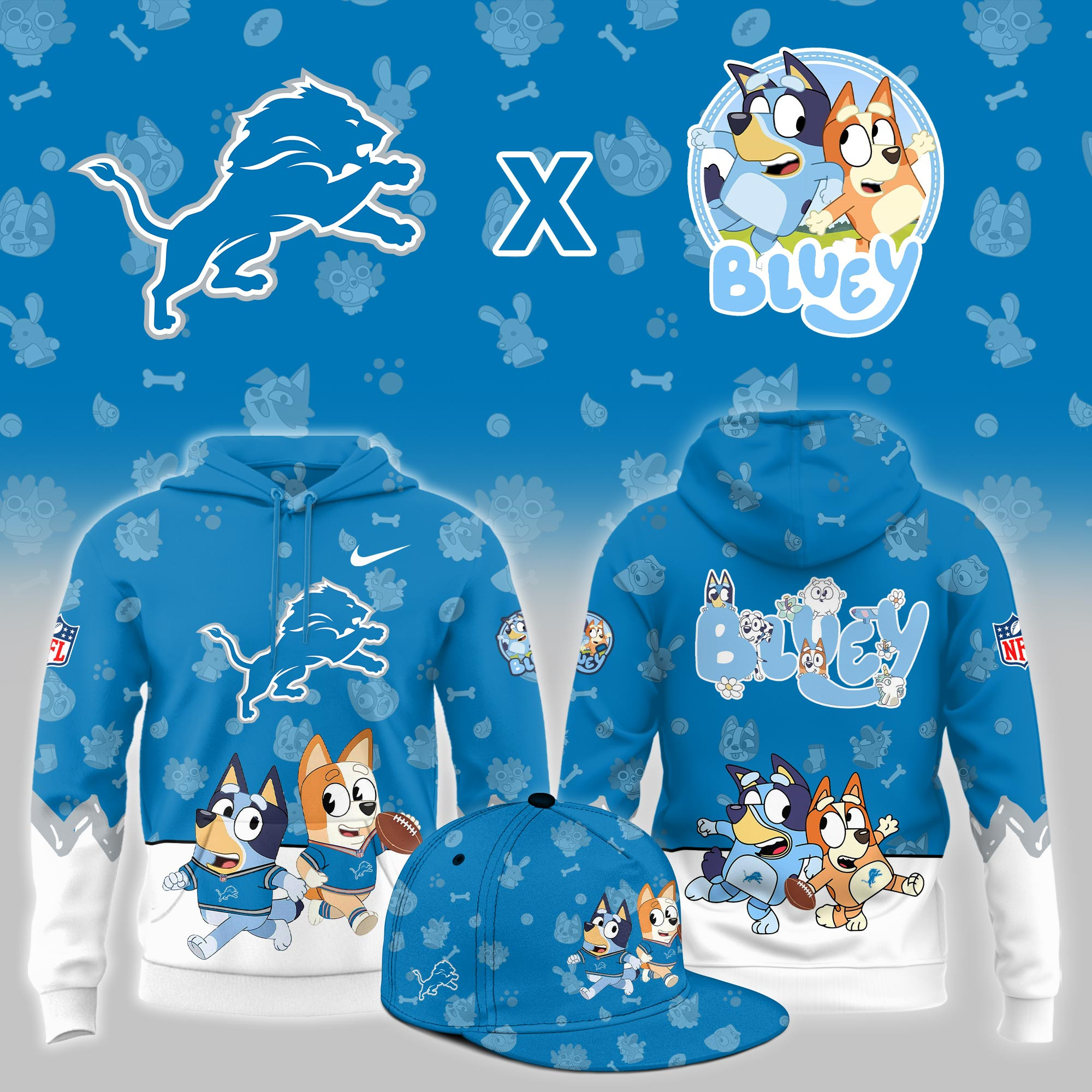 Detroit Lions x Bluey Night Limited Hoodie PB441LQ