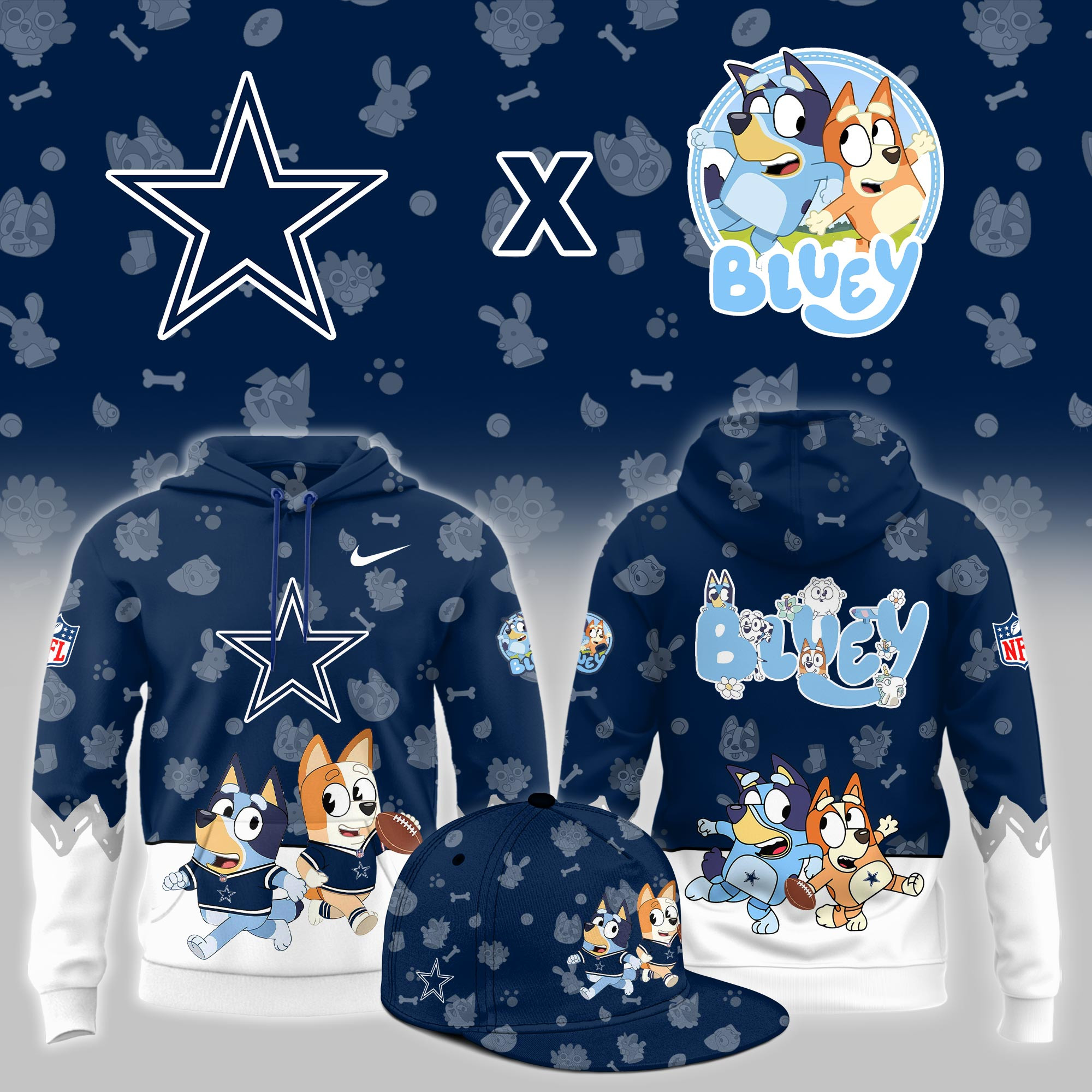 Dallas Cowboys x Bluey Night Limited Hoodie PBCEC26