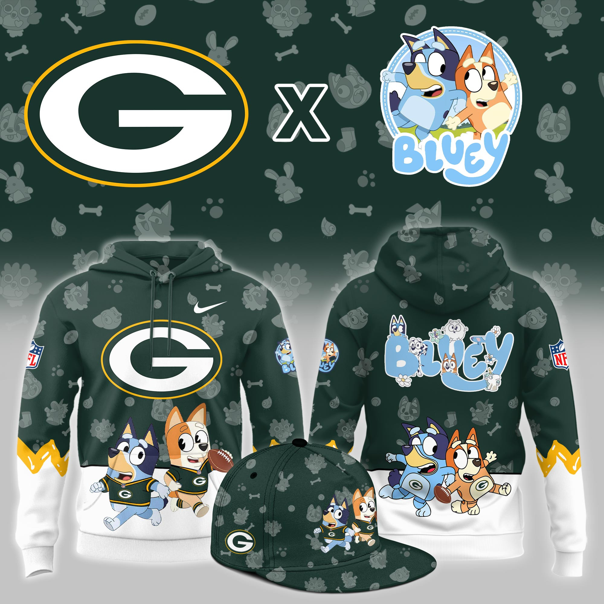 Green Bay Packers x Bluey Night Limited Hoodie PB2FYZU