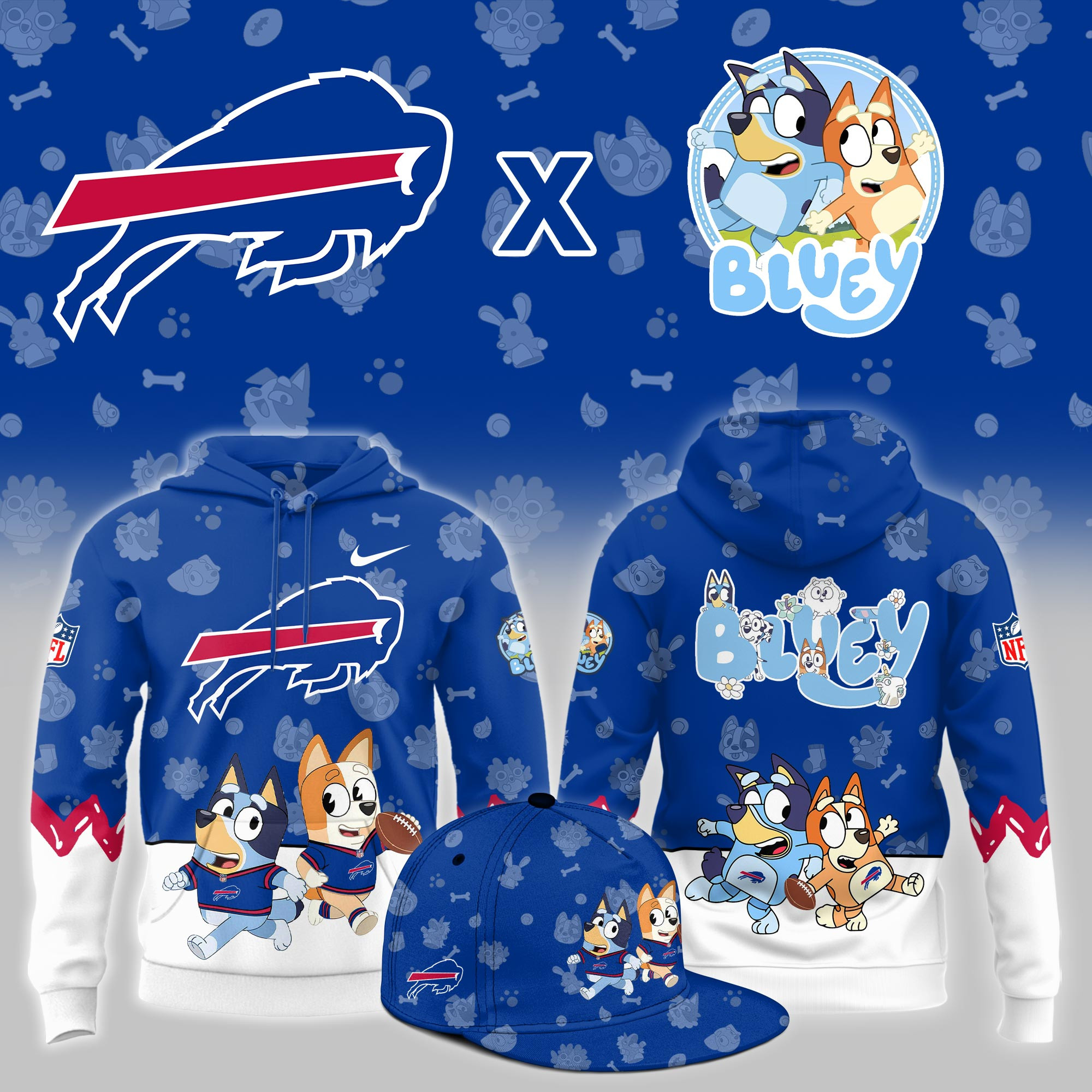 Buffalo Bills x Bluey Night Limited Hoodie PBKGRQ0