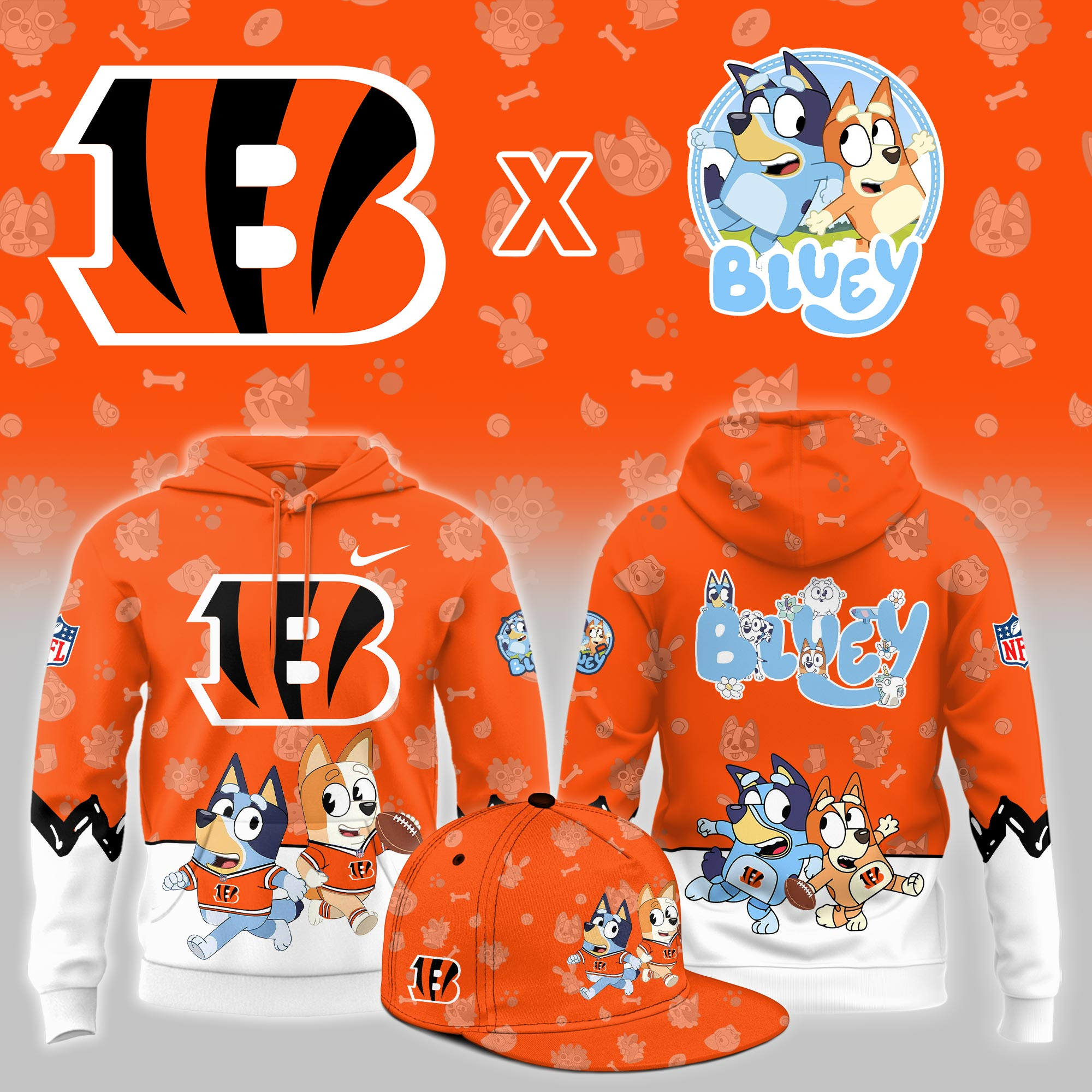 Cincinnati Bengals x Bluey Night Limited Hoodie PB6BWOM