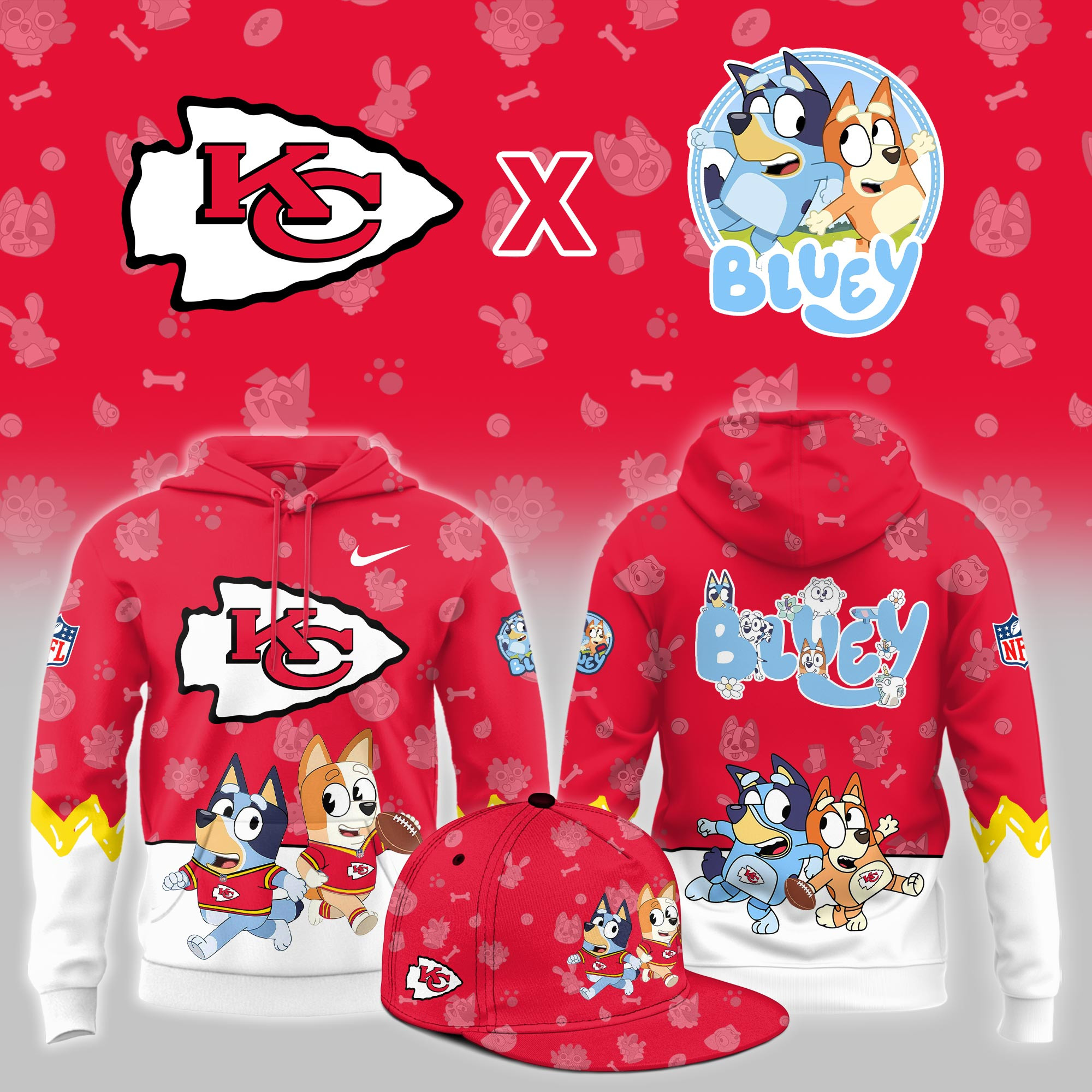 Kansas City Chiefs x Bluey Night Limited Hoodie PB6N3TV