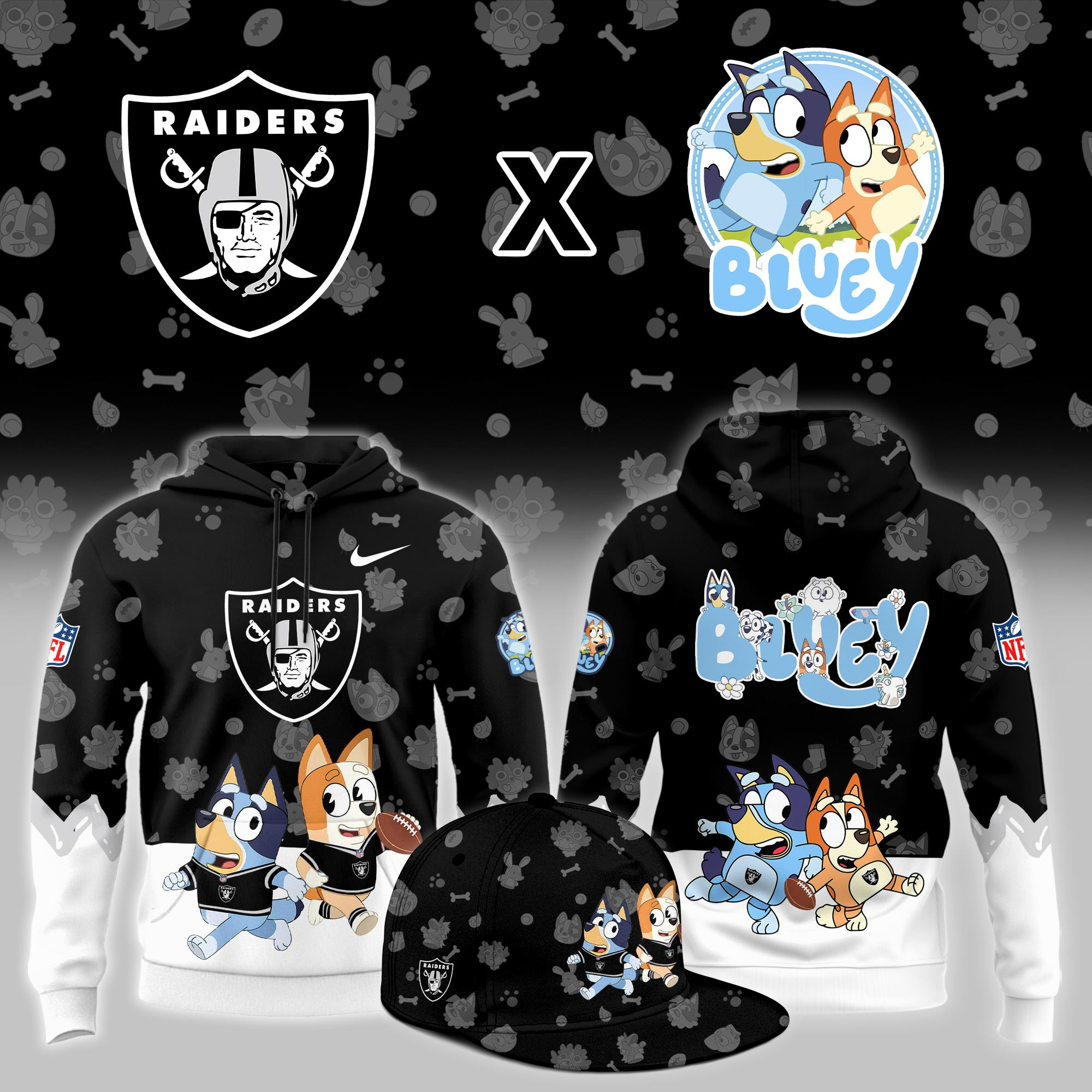 Las Vegas Raiders x Bluey Night Limited Hoodie PBVCPA3