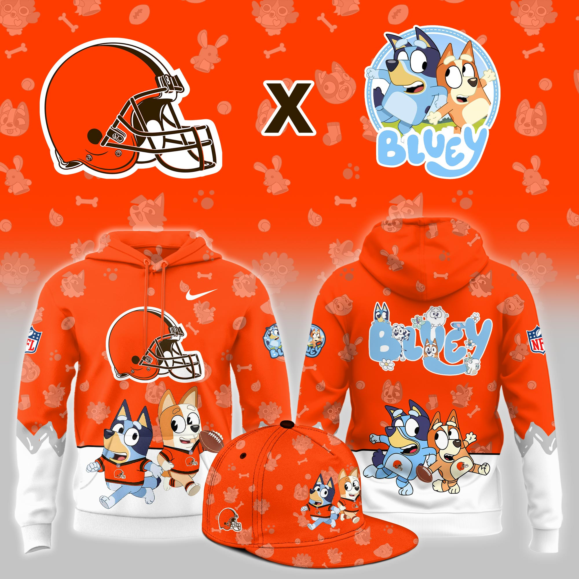 Cleveland Browns x Bluey Night Limited Hoodie PBAZMEE