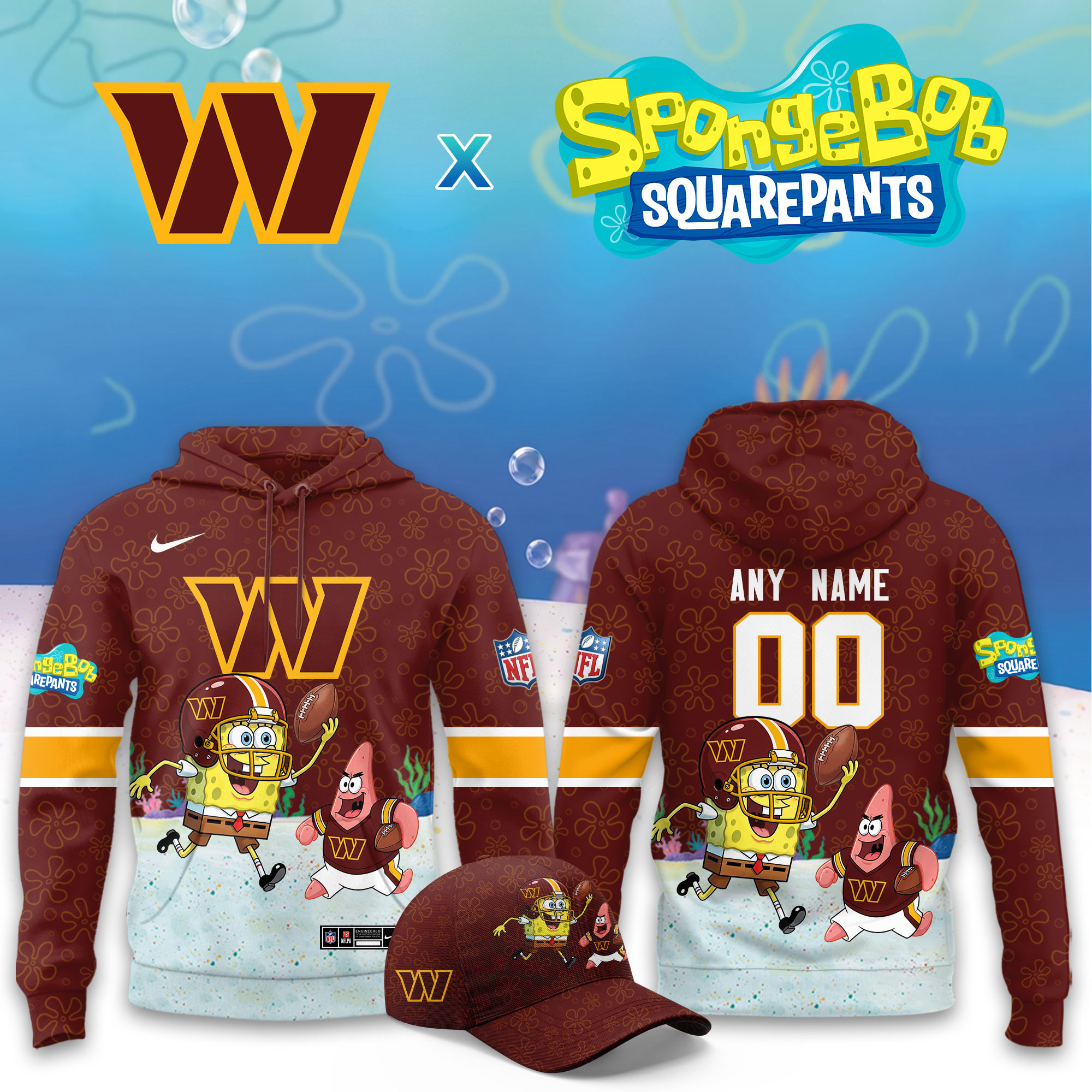 Washington Commanders x SpongeBob Limited Personalized Hoodie PB5S1K9