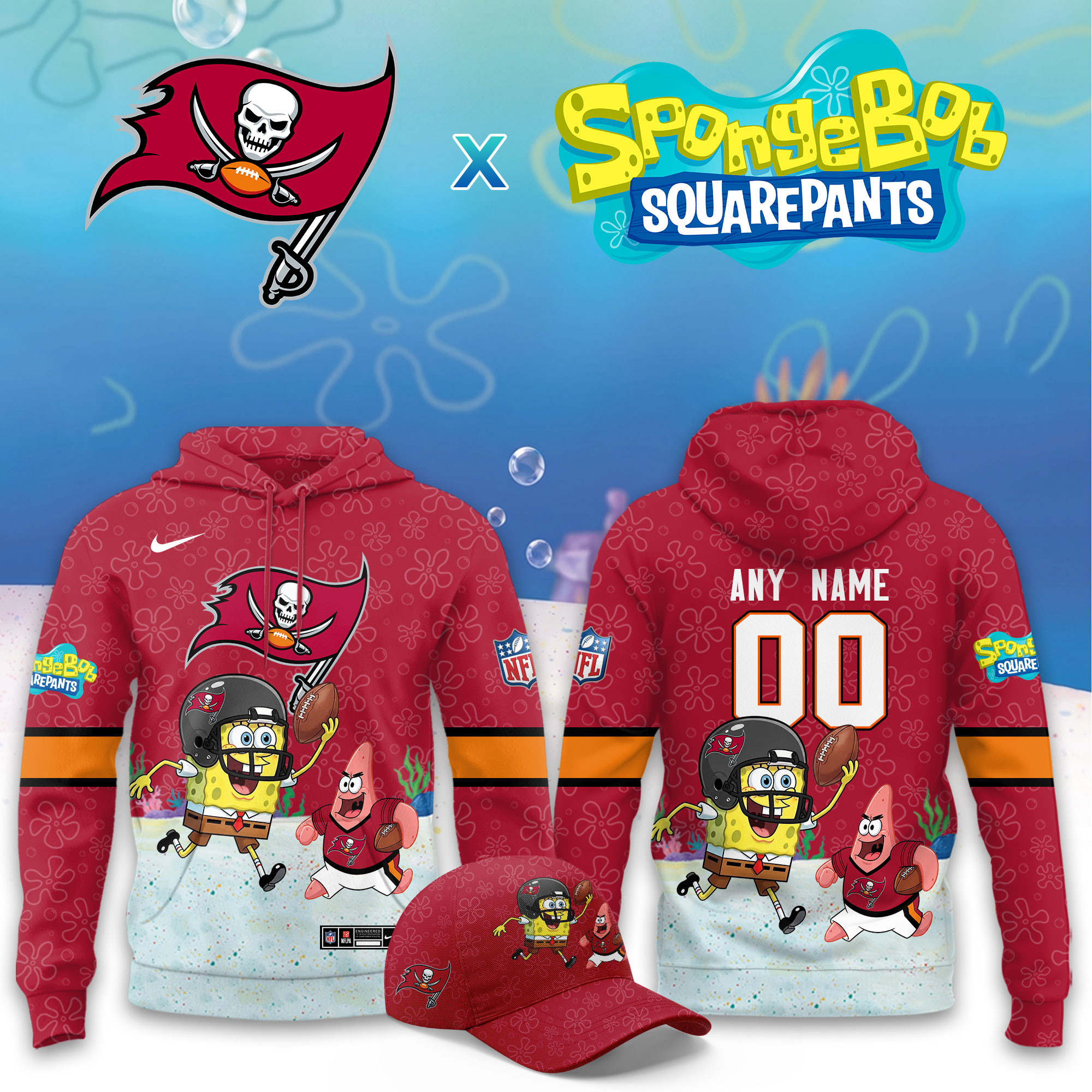 Tampa Bay Buccaneers x SpongeBob Limited Personalized Hoodie PBW8F99