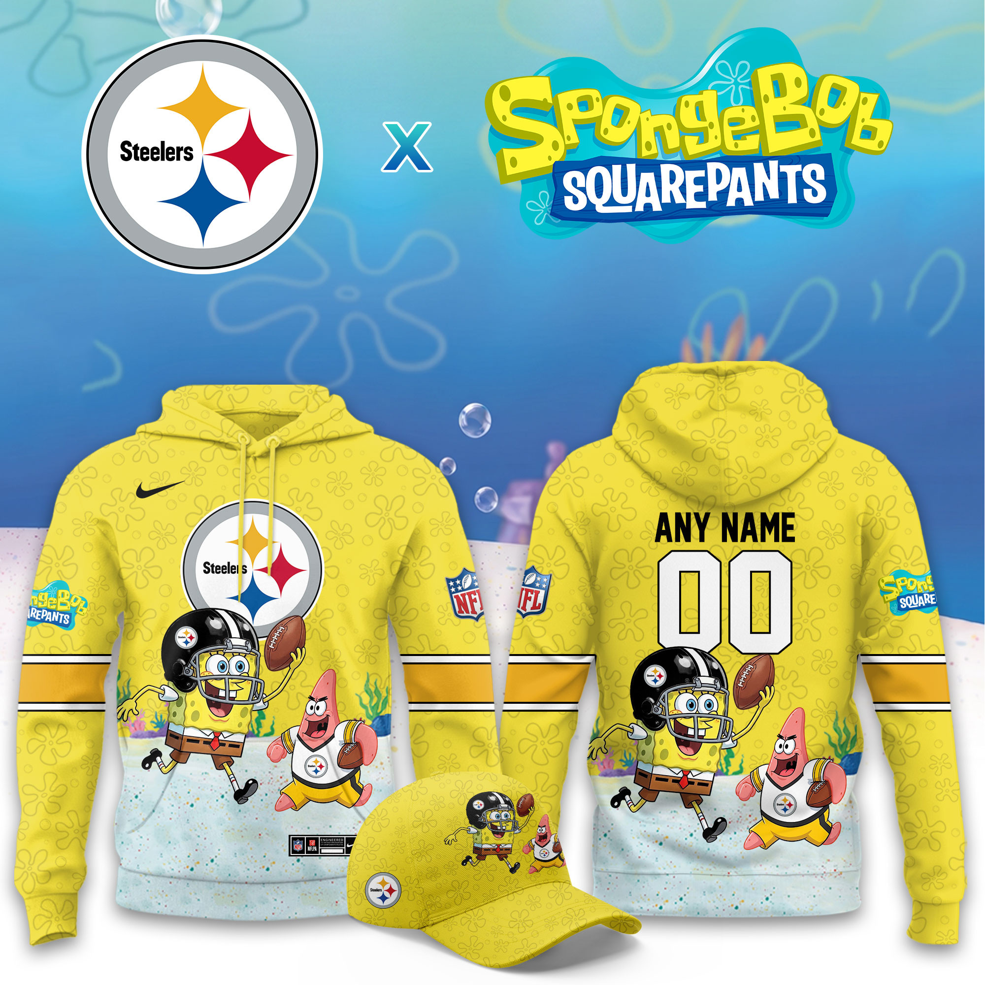 Pittsburgh Steelers x SpongeBob Limited Personalized Hoodie PBGYO5Y