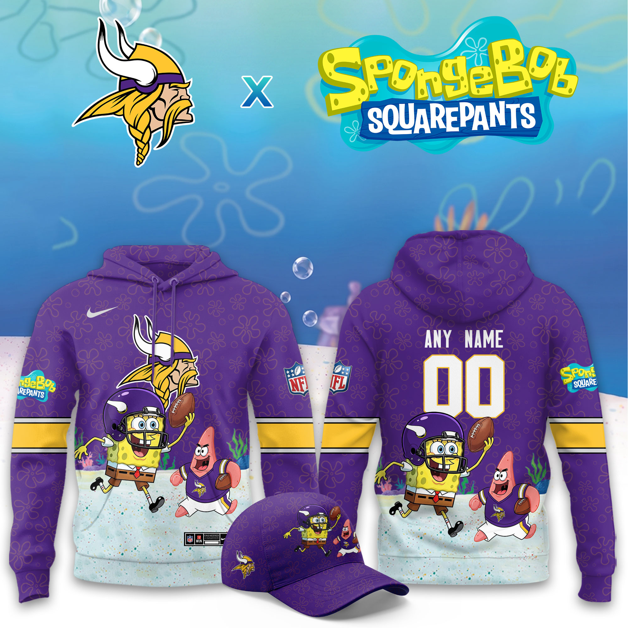 Minnesota Vikings x SpongeBob Limited Personalized Hoodie PBHKQYY