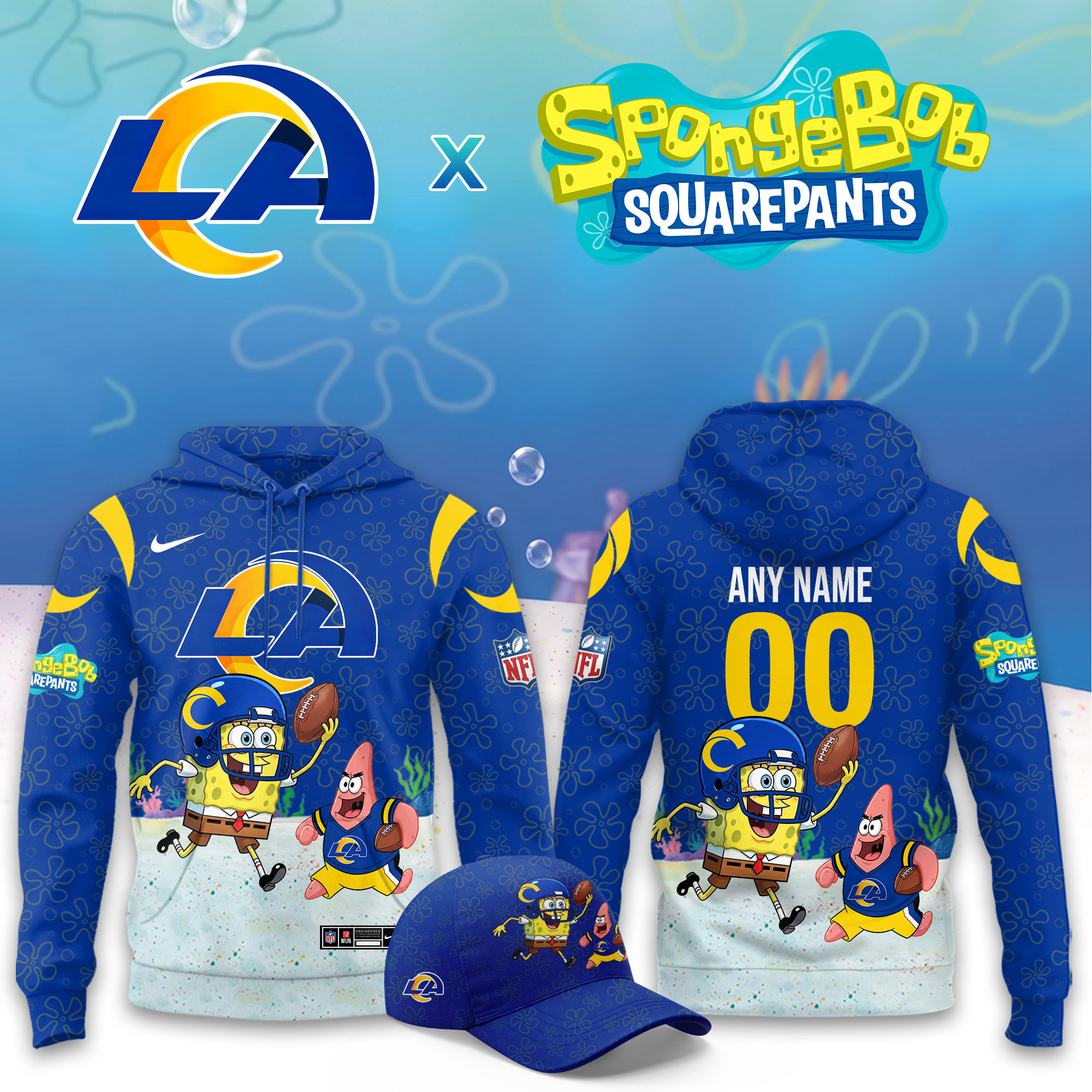 Los Angeles Rams x SpongeBob Limited Personalized Hoodie PB92PLX