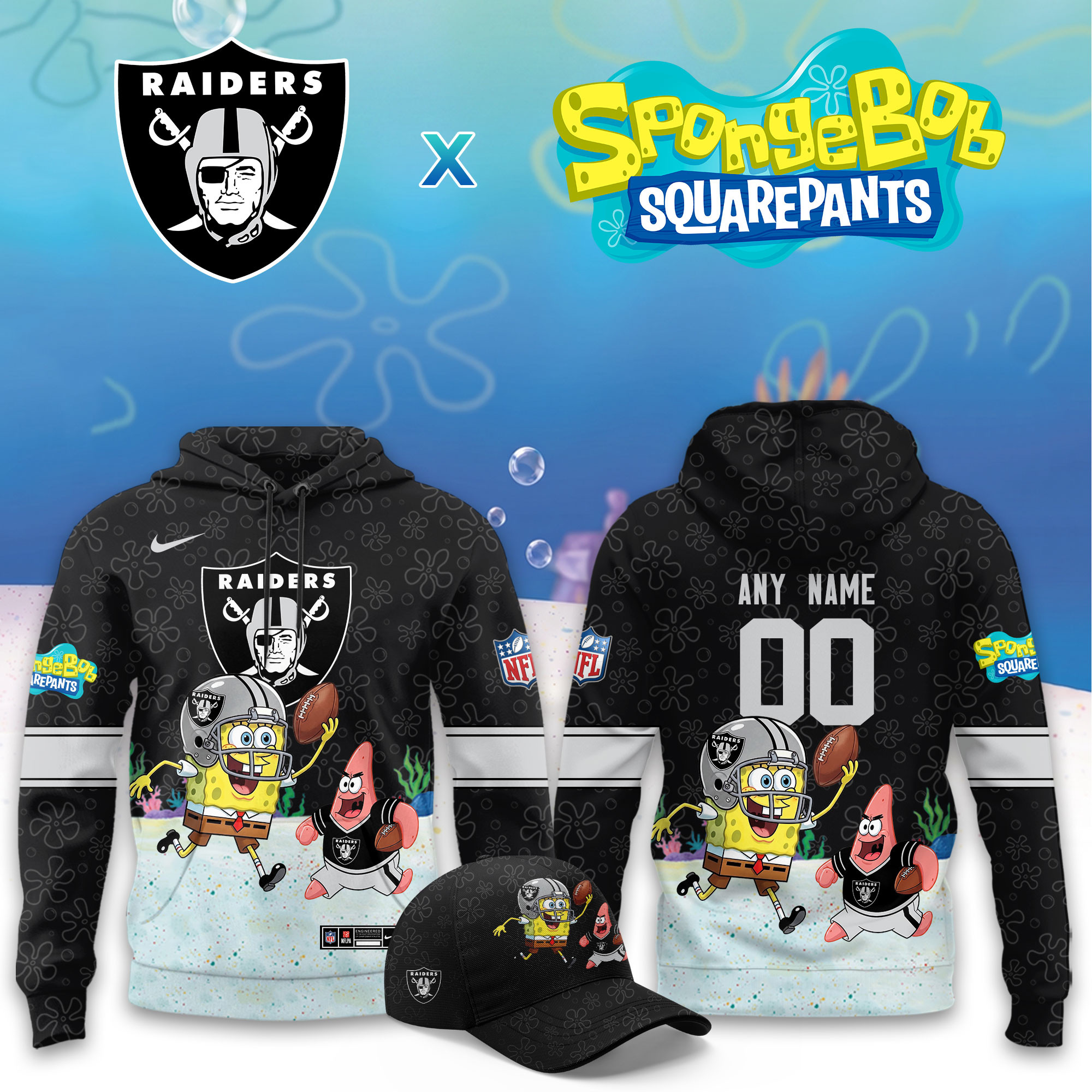 Las Vegas Raiders x SpongeBob Limited Personalized Hoodie PBRSUJH