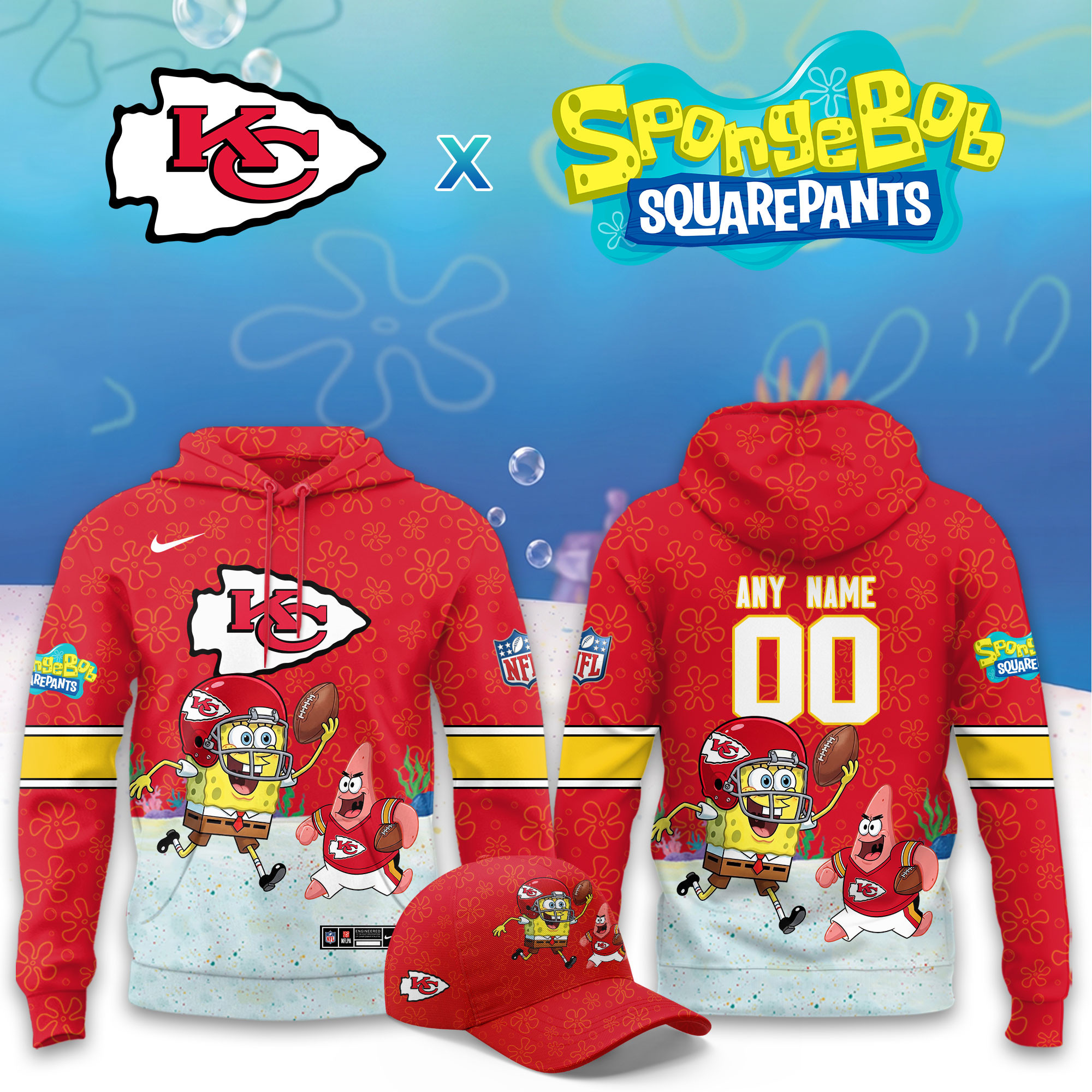 Kansas City Chiefs x SpongeBob Limited Personalized Hoodie PBR8SMW