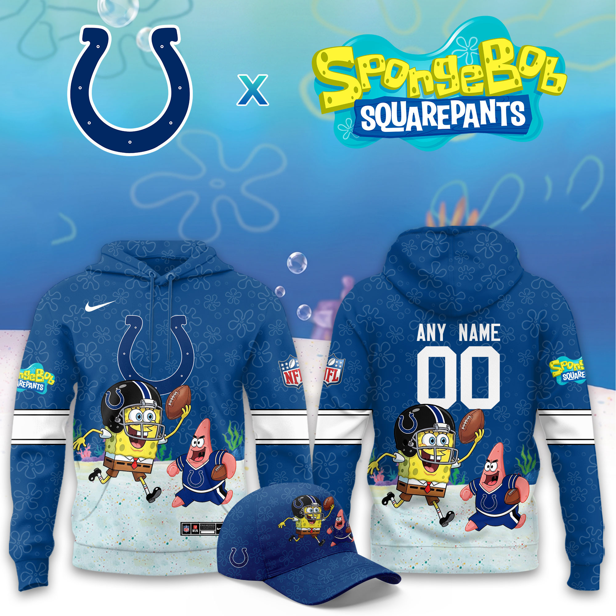 Indianapolis Colts x SpongeBob Limited Personalized Hoodie PBMIMG2