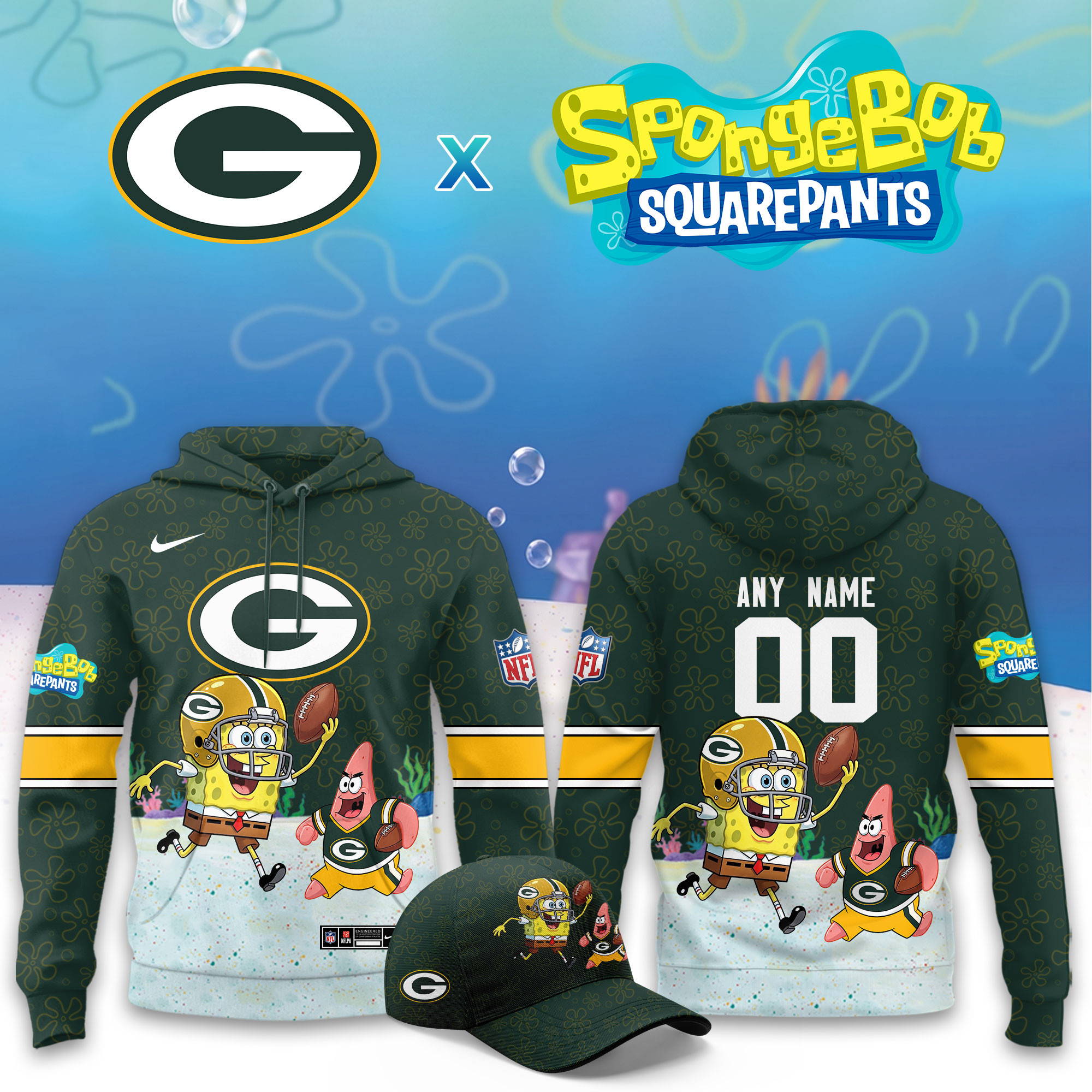 Green Bay Packers x SpongeBob Limited Personalized Hoodie PBOWP95
