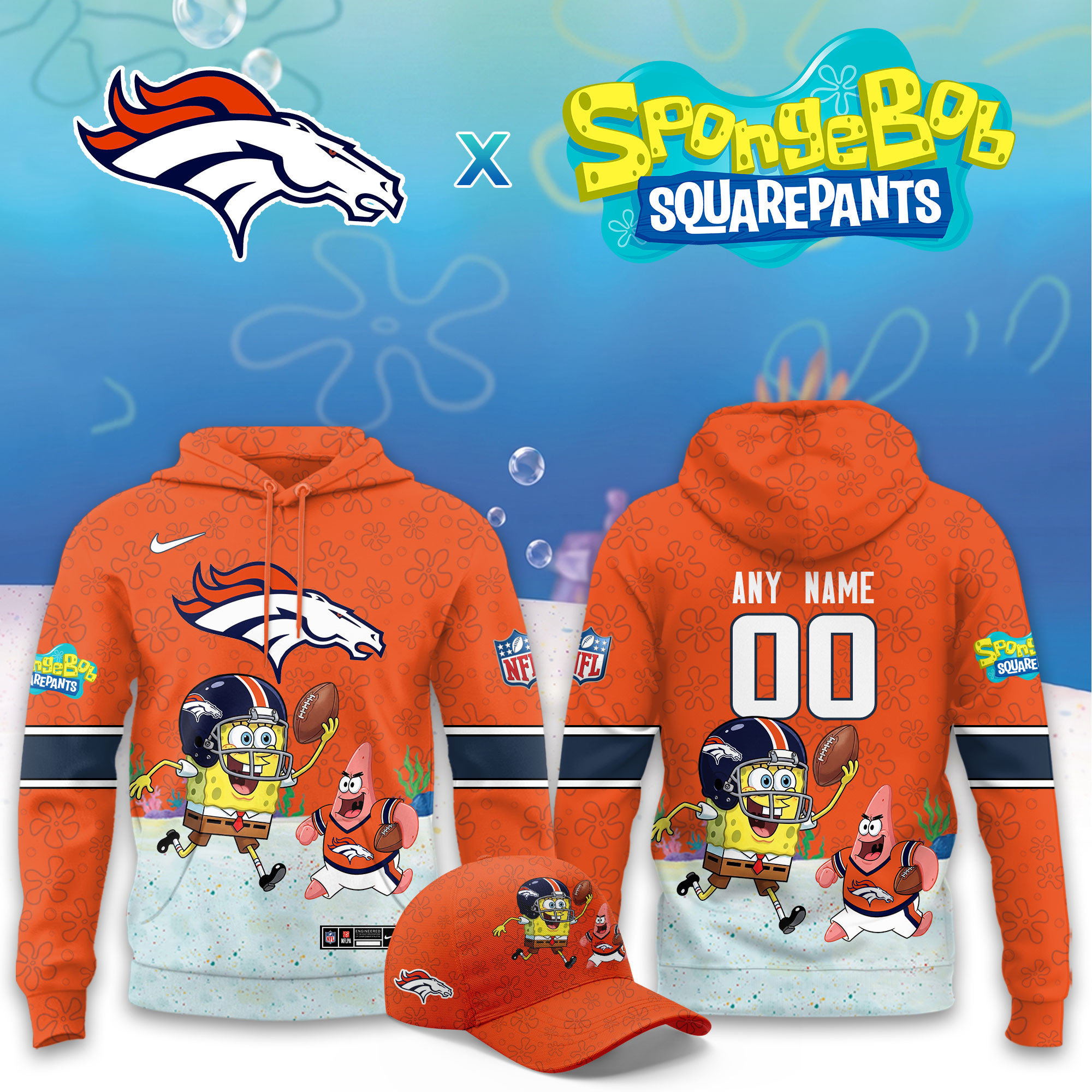 Denver Broncos x SpongeBob Limited Personalized Hoodie PB8PGTS