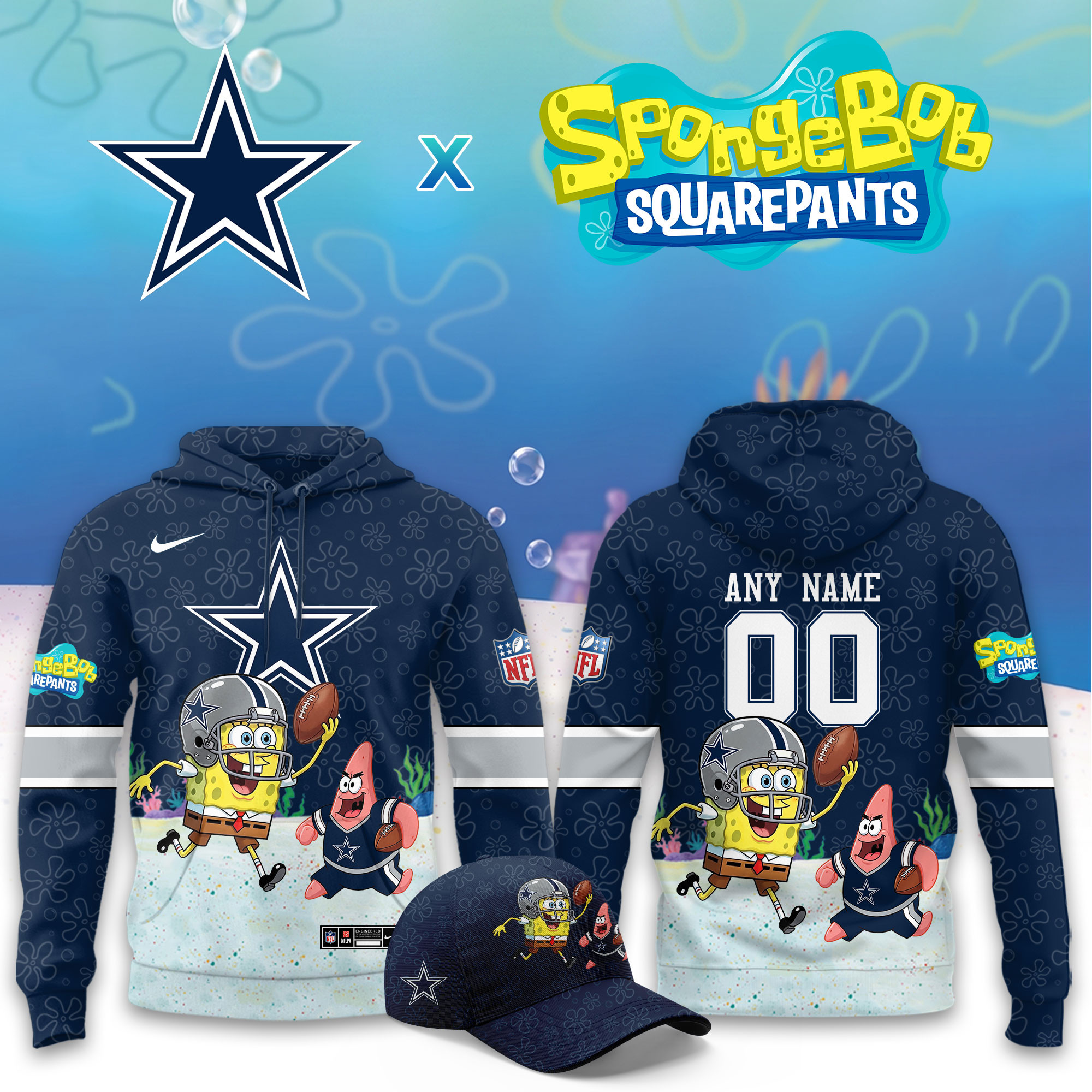 Dallas Cowboys x SpongeBob Limited Personalized Hoodie PBLVCBK